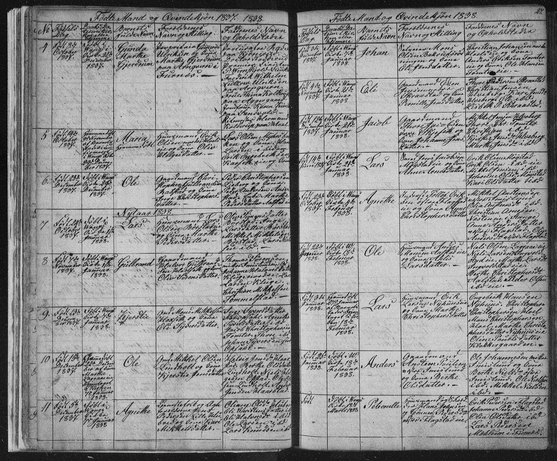 Vang prestekontor, Hedmark, AV/SAH-PREST-008/H/Ha/Hab/L0008: Klokkerbok nr. 8, 1832-1854, s. 27