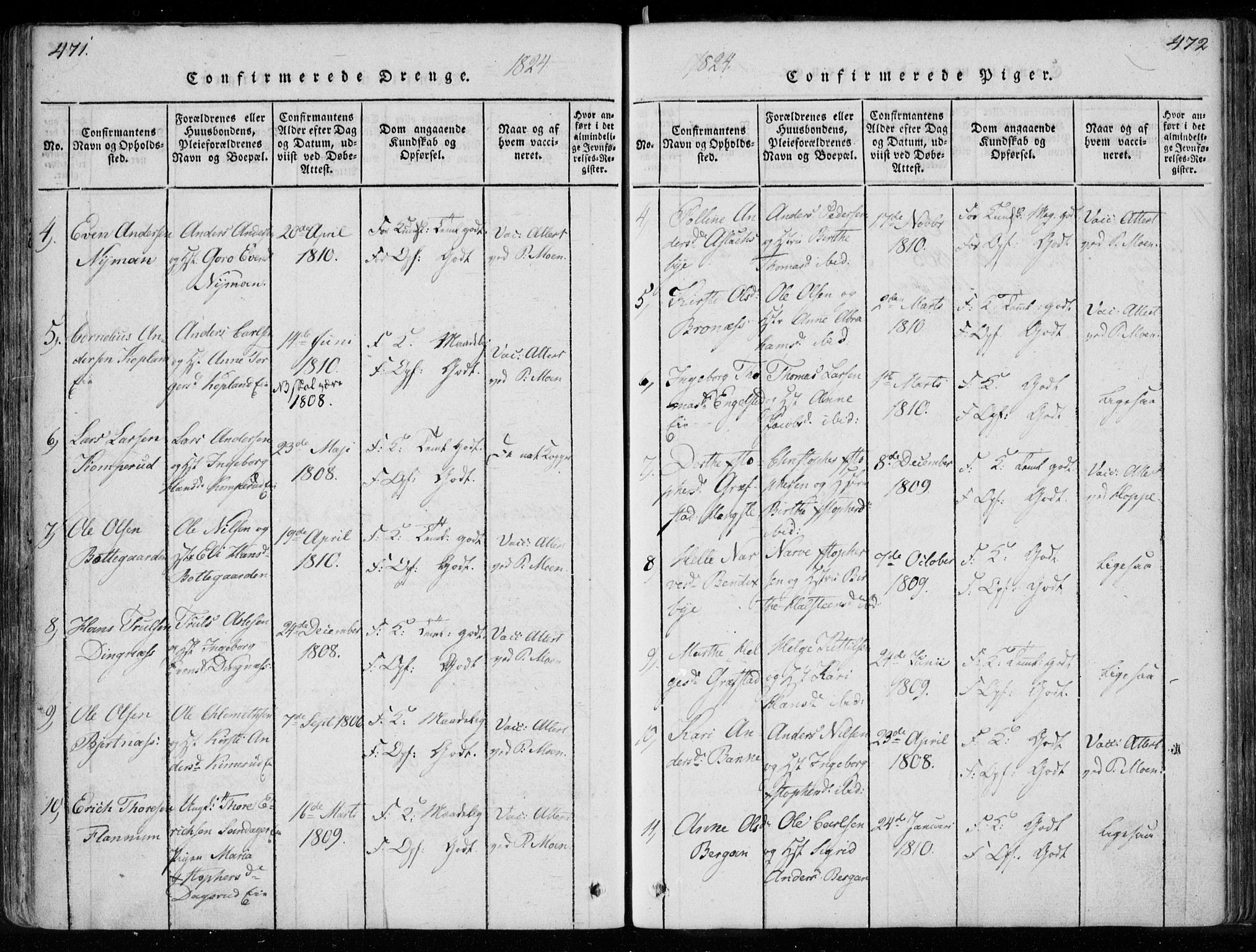 Modum kirkebøker, AV/SAKO-A-234/F/Fa/L0005: Ministerialbok nr. 5, 1824-1841, s. 471-472