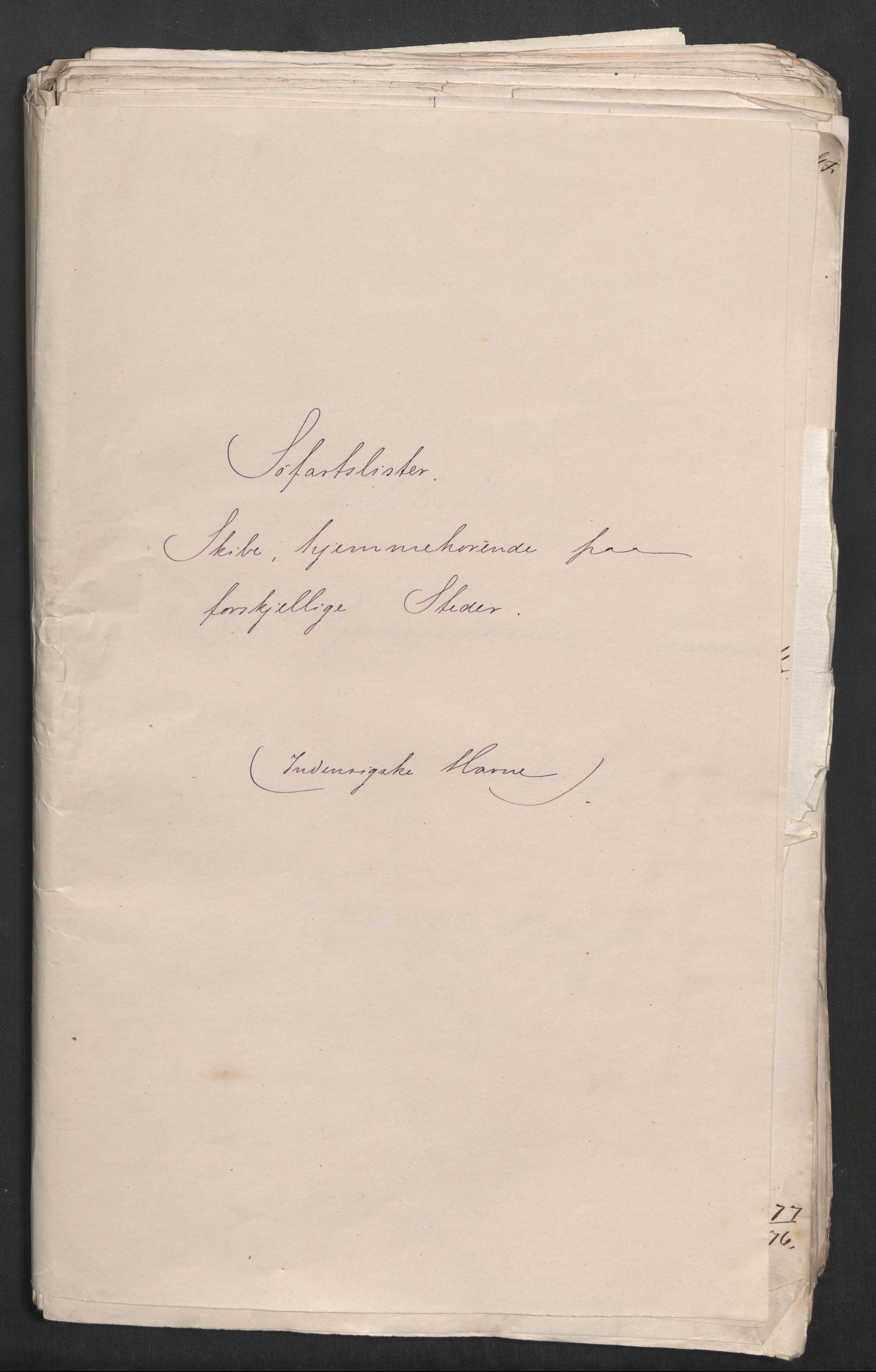 RA, Folketelling 1875, skipslister: Skip i innenrikske havner, hjemmehørende i 1) landdistrikter, 2) forskjellige steder, 3) utlandet, 1875, s. 376