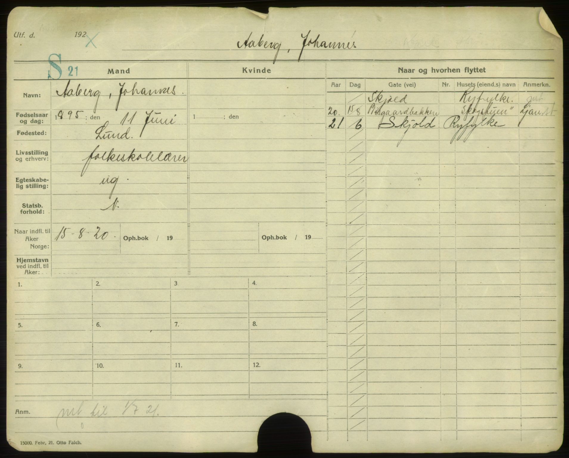 Oslo folkeregister, Registerkort, AV/SAO-A-11715/F/Fa/Faa/L0013: Menn, 1917-1922, s. 4