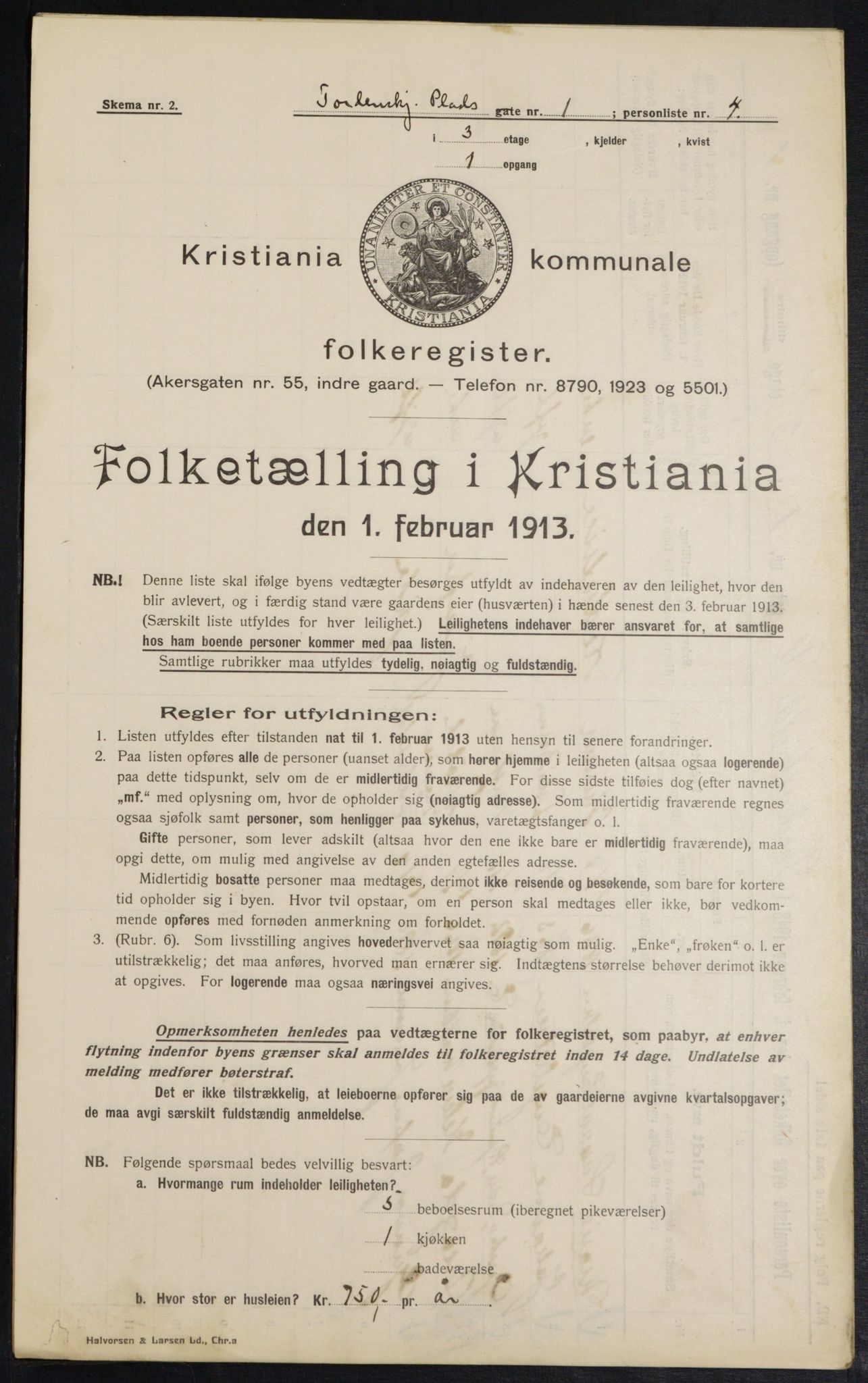 OBA, Kommunal folketelling 1.2.1913 for Kristiania, 1913, s. 113822