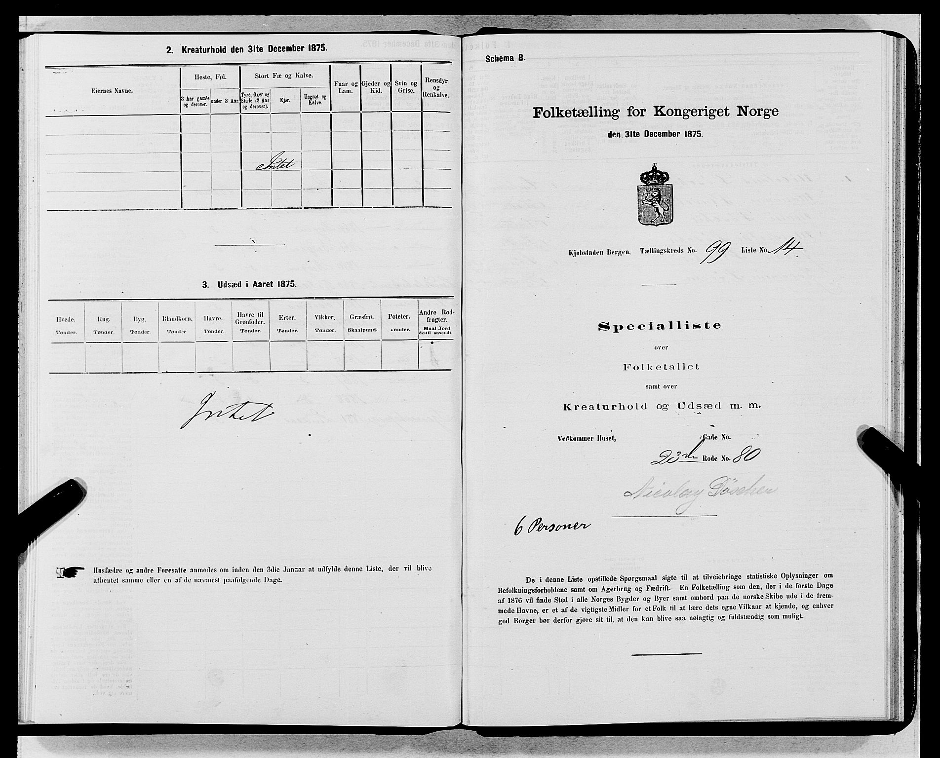 SAB, Folketelling 1875 for 1301 Bergen kjøpstad, 1875, s. 5358