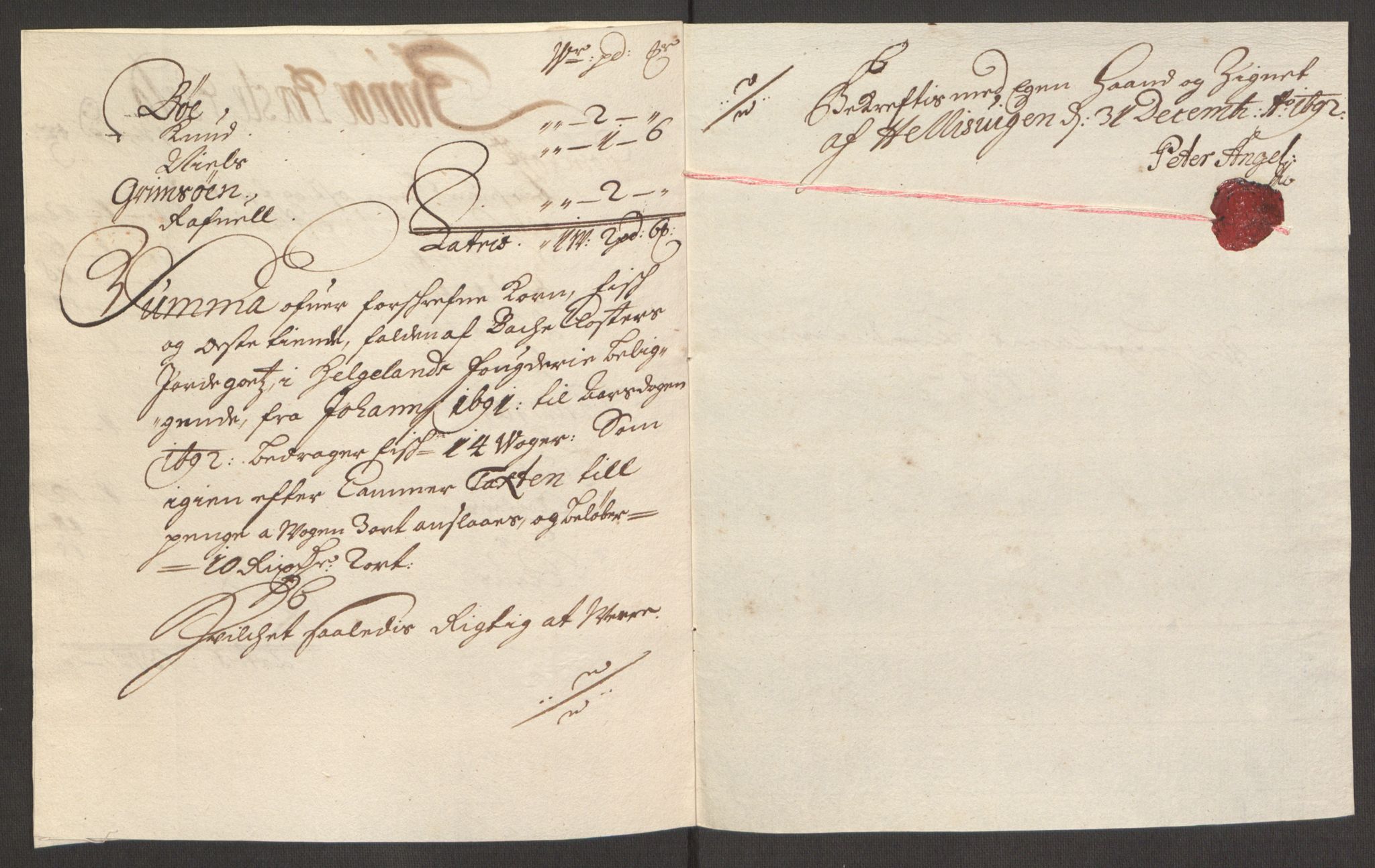 Rentekammeret inntil 1814, Reviderte regnskaper, Fogderegnskap, RA/EA-4092/R65/L4504: Fogderegnskap Helgeland, 1691-1692, s. 276