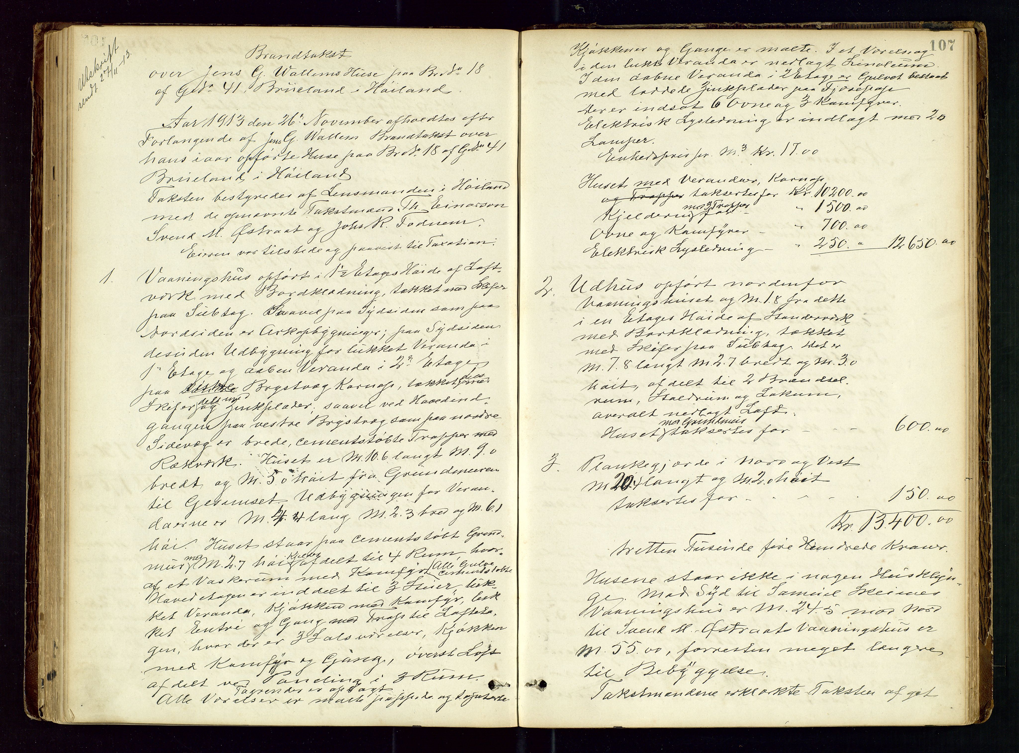 Høyland/Sandnes lensmannskontor, SAST/A-100166/Goa/L0002: "Brandtaxtprotokol for Landafdelingen i Høiland", 1880-1917, s. 106b-107a