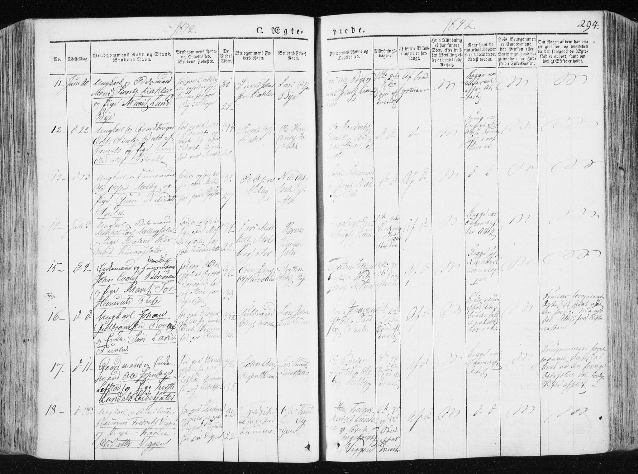 Ministerialprotokoller, klokkerbøker og fødselsregistre - Sør-Trøndelag, SAT/A-1456/665/L0771: Ministerialbok nr. 665A06, 1830-1856, s. 294