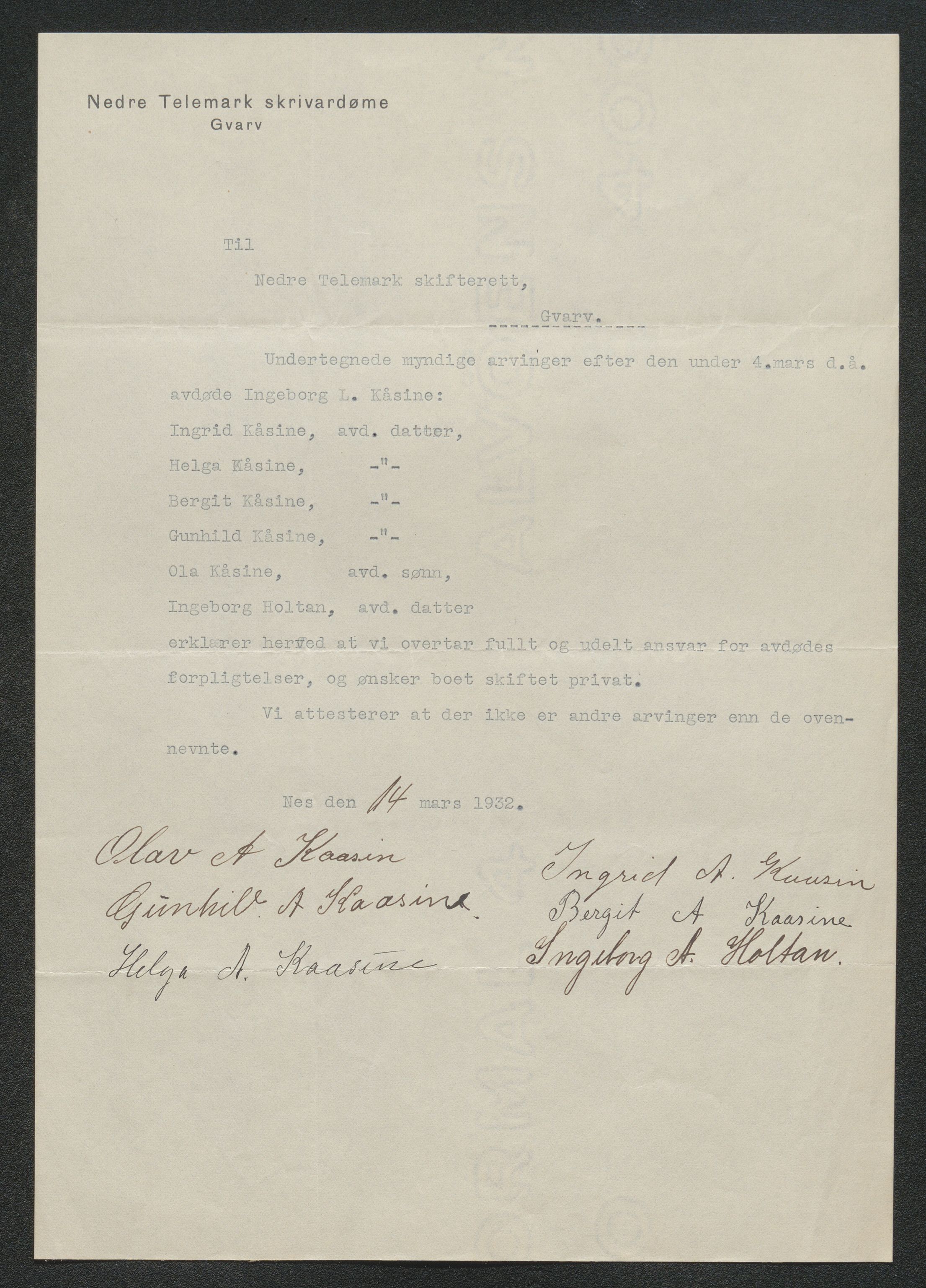 Nedre Telemark sorenskriveri, SAKO/A-135/H/Ha/Hab/L0008: Dødsfallsfortegnelser
, 1931-1935, s. 379