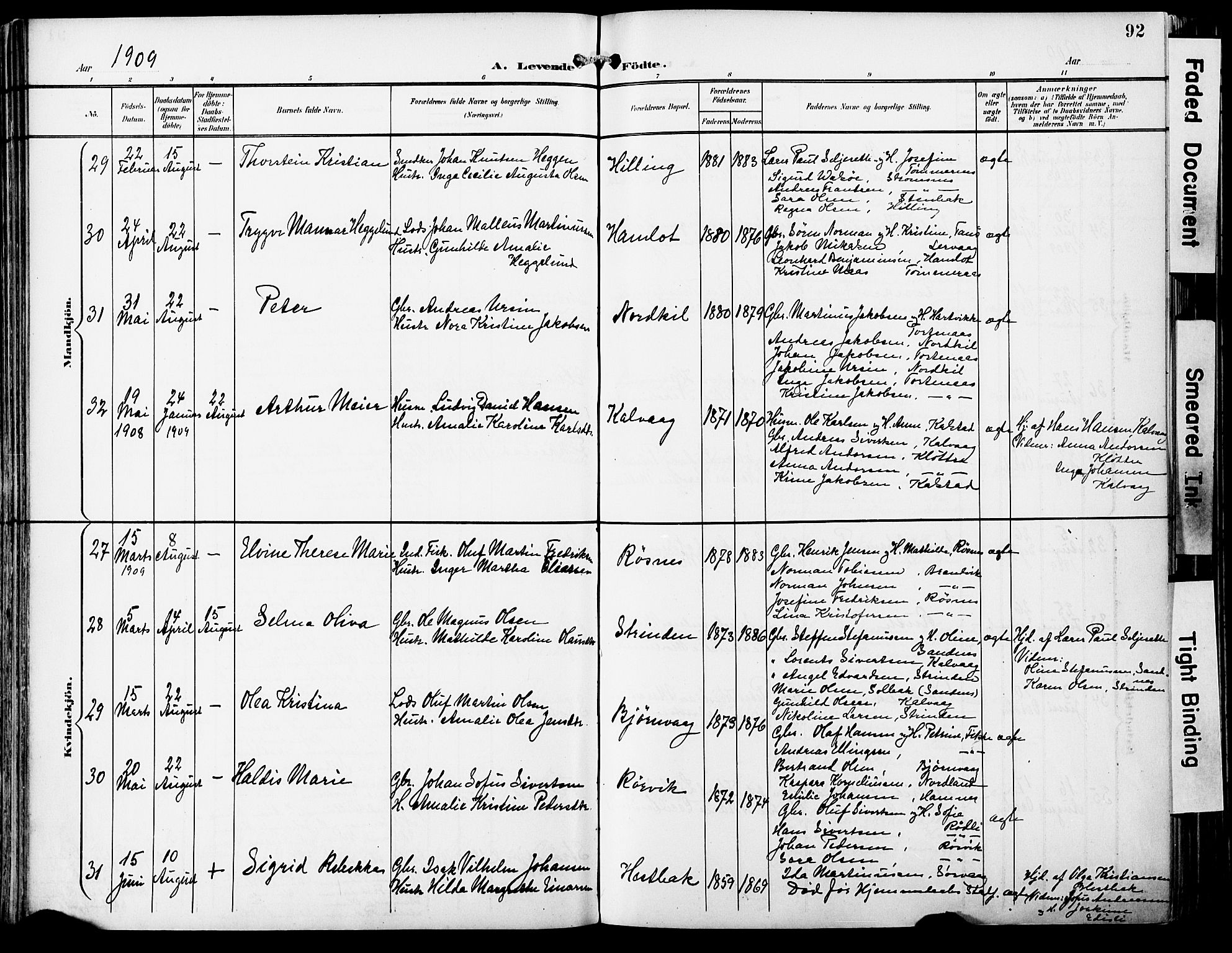 Ministerialprotokoller, klokkerbøker og fødselsregistre - Nordland, AV/SAT-A-1459/859/L0848: Ministerialbok nr. 859A08, 1900-1912, s. 92