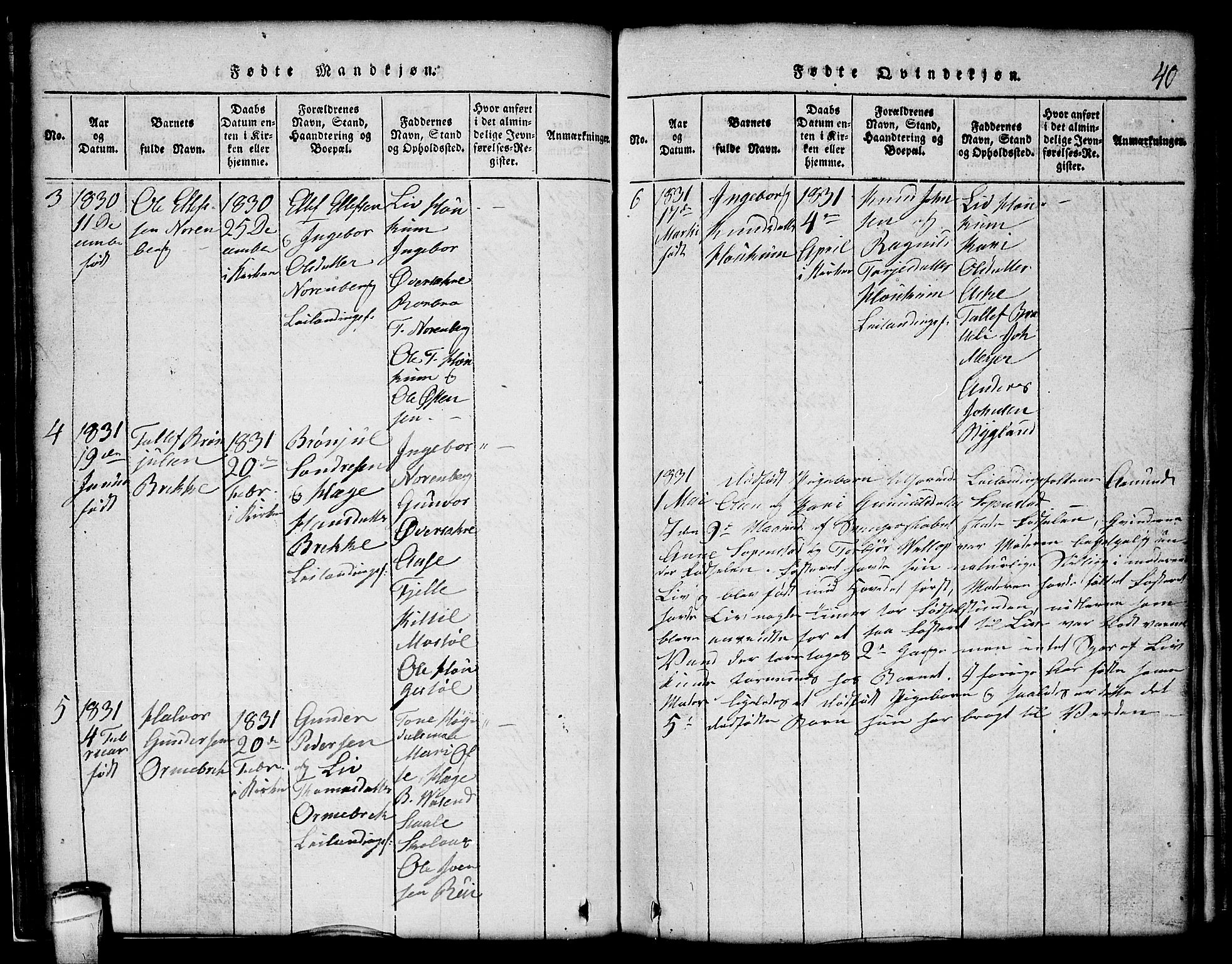 Lårdal kirkebøker, SAKO/A-284/G/Gc/L0001: Klokkerbok nr. III 1, 1815-1854, s. 40