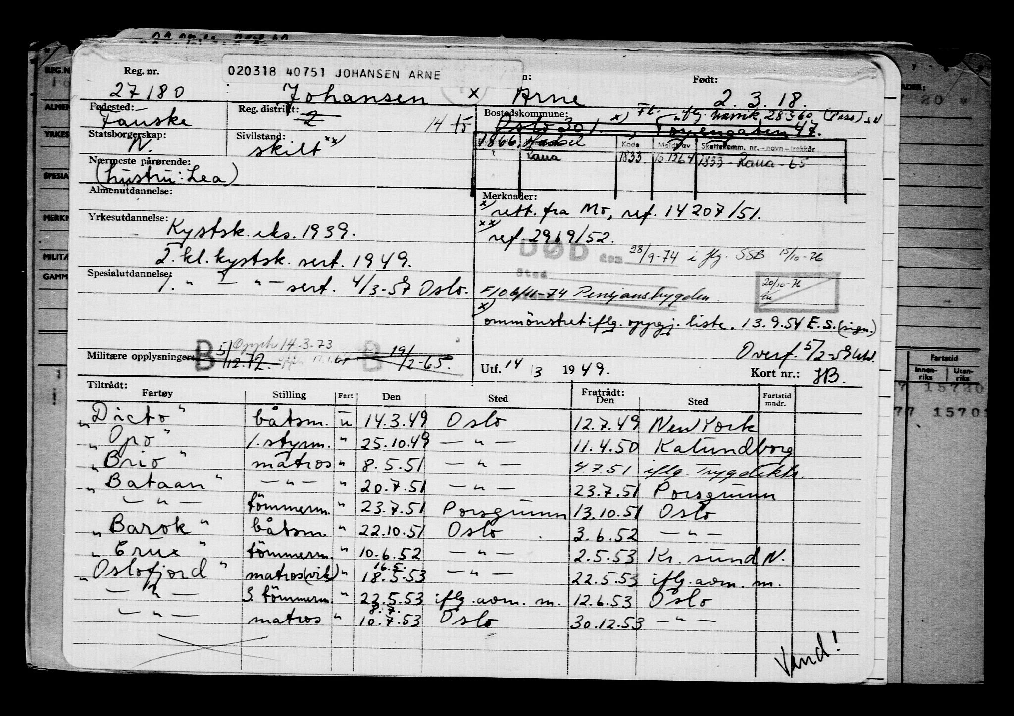 Direktoratet for sjømenn, AV/RA-S-3545/G/Gb/L0156: Hovedkort, 1918, s. 21