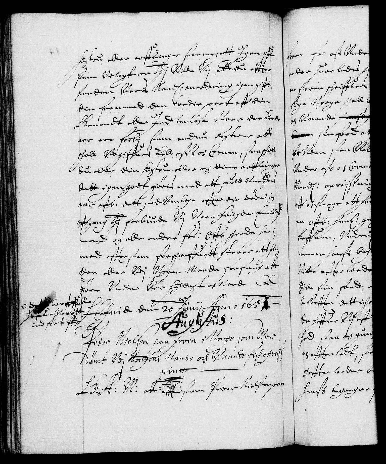 Danske Kanselli 1572-1799, RA/EA-3023/F/Fc/Fca/Fcaa/L0008: Norske registre (mikrofilm), 1651-1656, s. 214b
