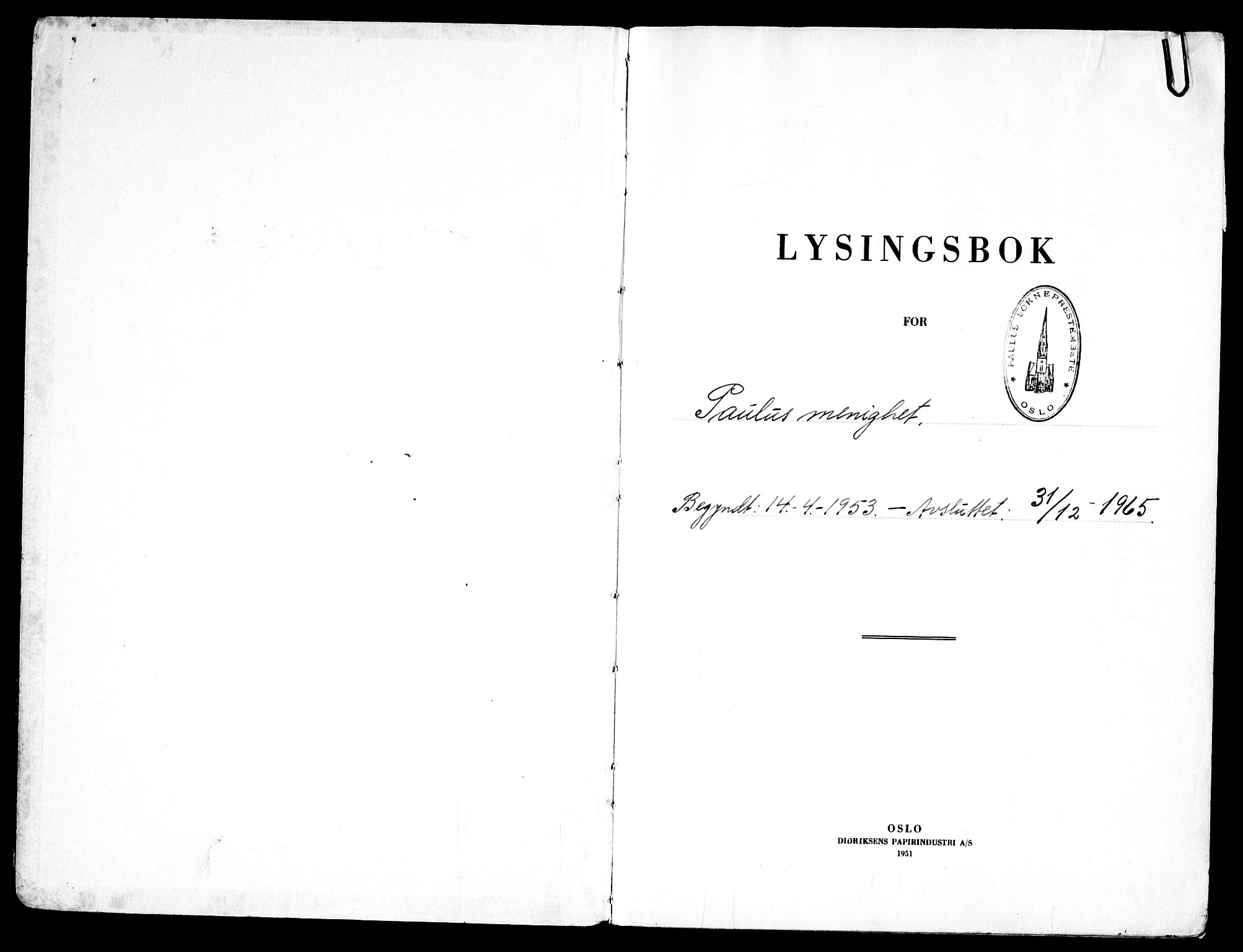 Paulus prestekontor Kirkebøker, SAO/A-10871/H/Ha/L0008: Lysningsprotokoll nr. 8, 1953-1965