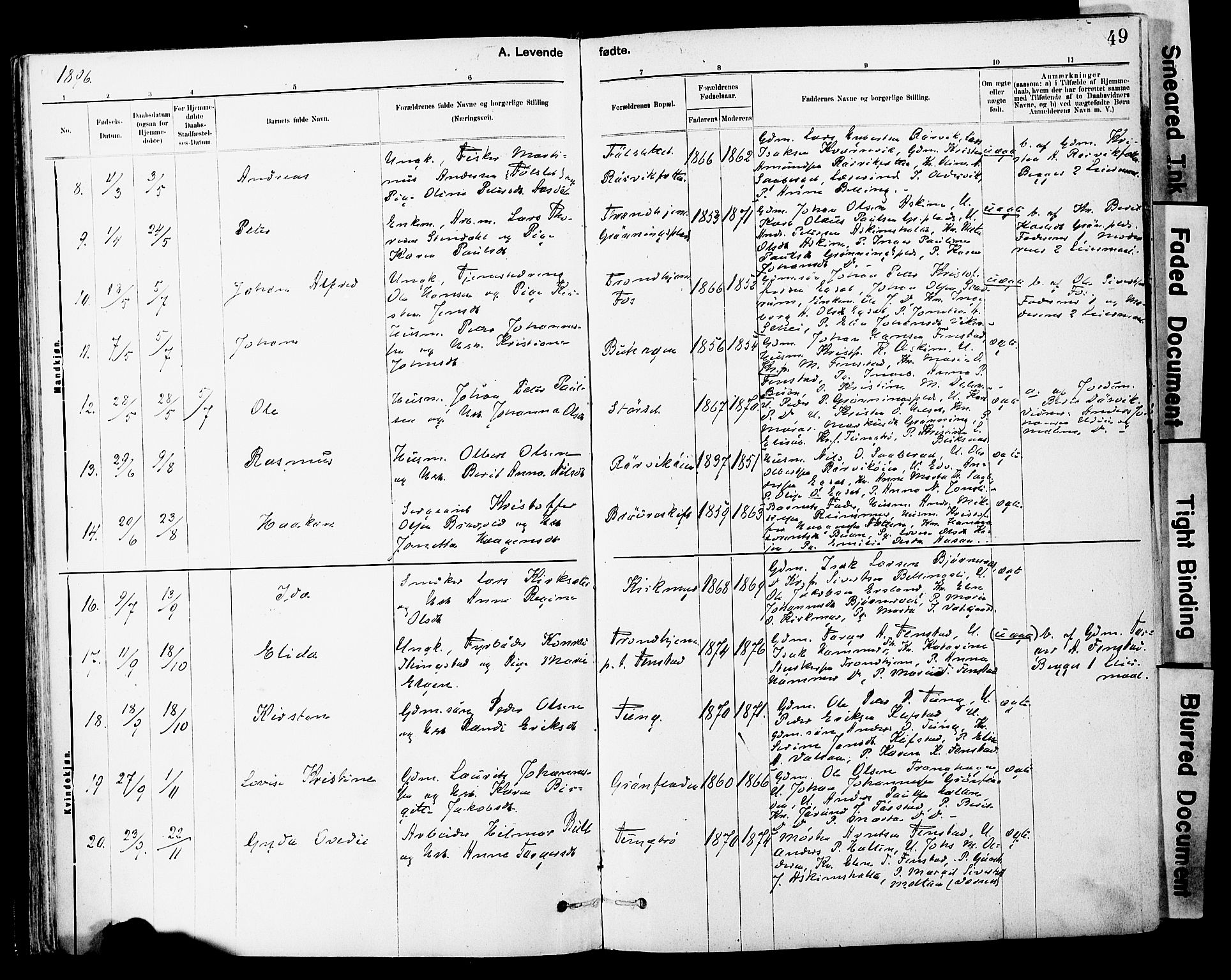 Ministerialprotokoller, klokkerbøker og fødselsregistre - Sør-Trøndelag, SAT/A-1456/646/L0615: Ministerialbok nr. 646A13, 1885-1900, s. 49