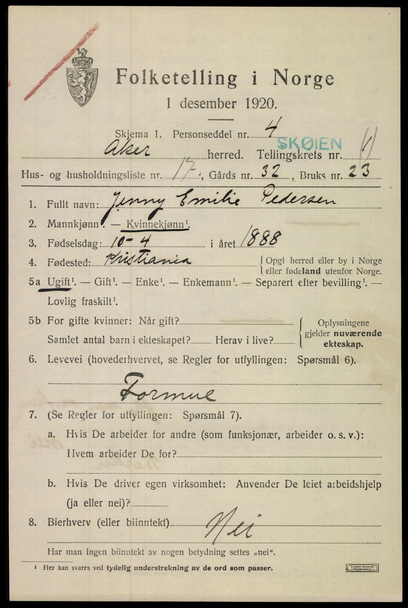 SAO, Folketelling 1920 for 0218 Aker herred, 1920, s. 13636