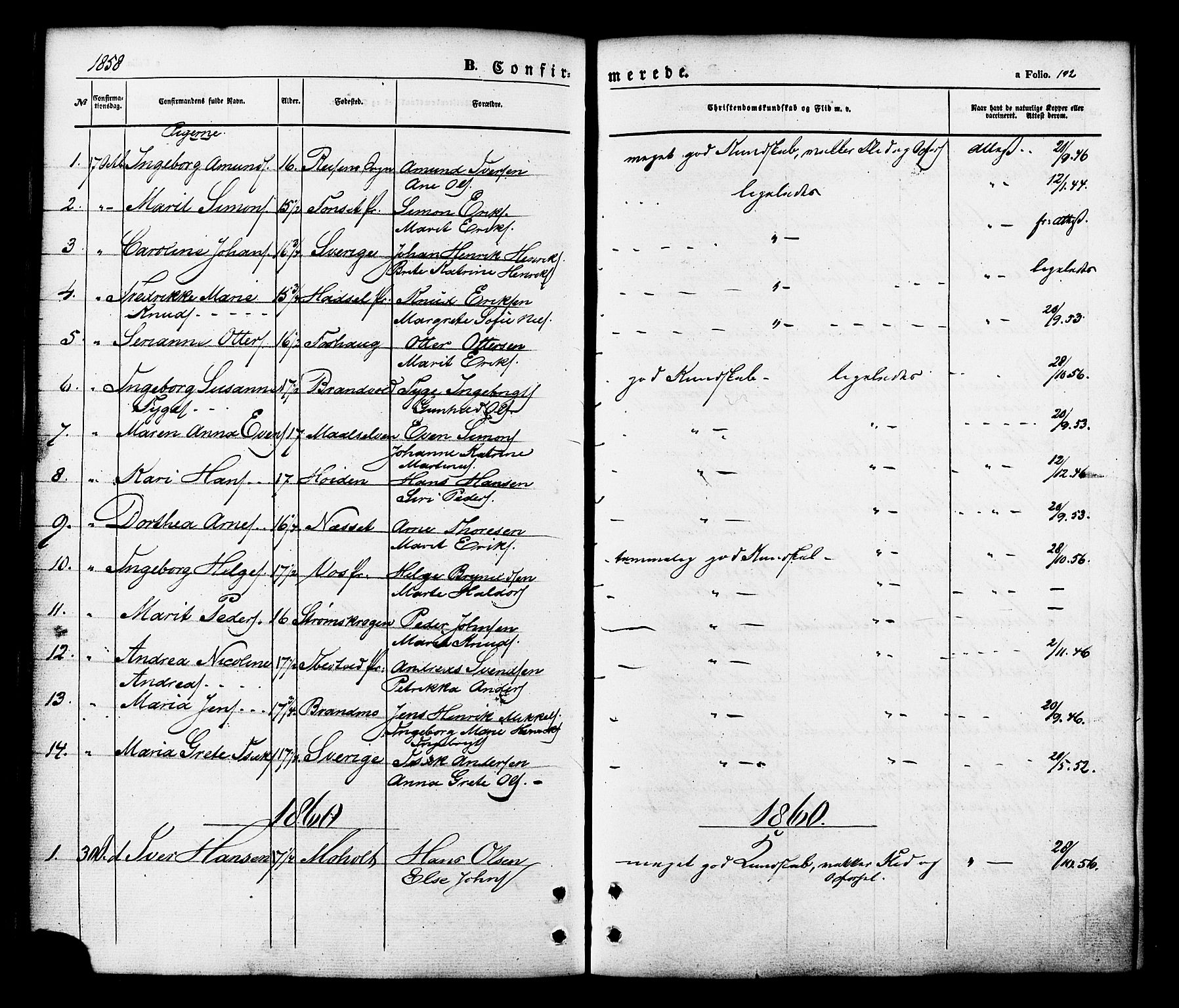 Målselv sokneprestembete, AV/SATØ-S-1311/G/Ga/Gaa/L0008kirke: Ministerialbok nr. 8, 1851-1877, s. 102
