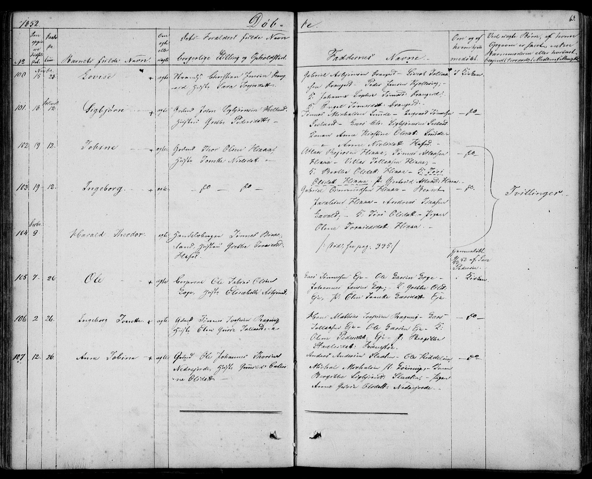 Flekkefjord sokneprestkontor, AV/SAK-1111-0012/F/Fb/Fbc/L0005: Klokkerbok nr. B 5, 1846-1866, s. 63