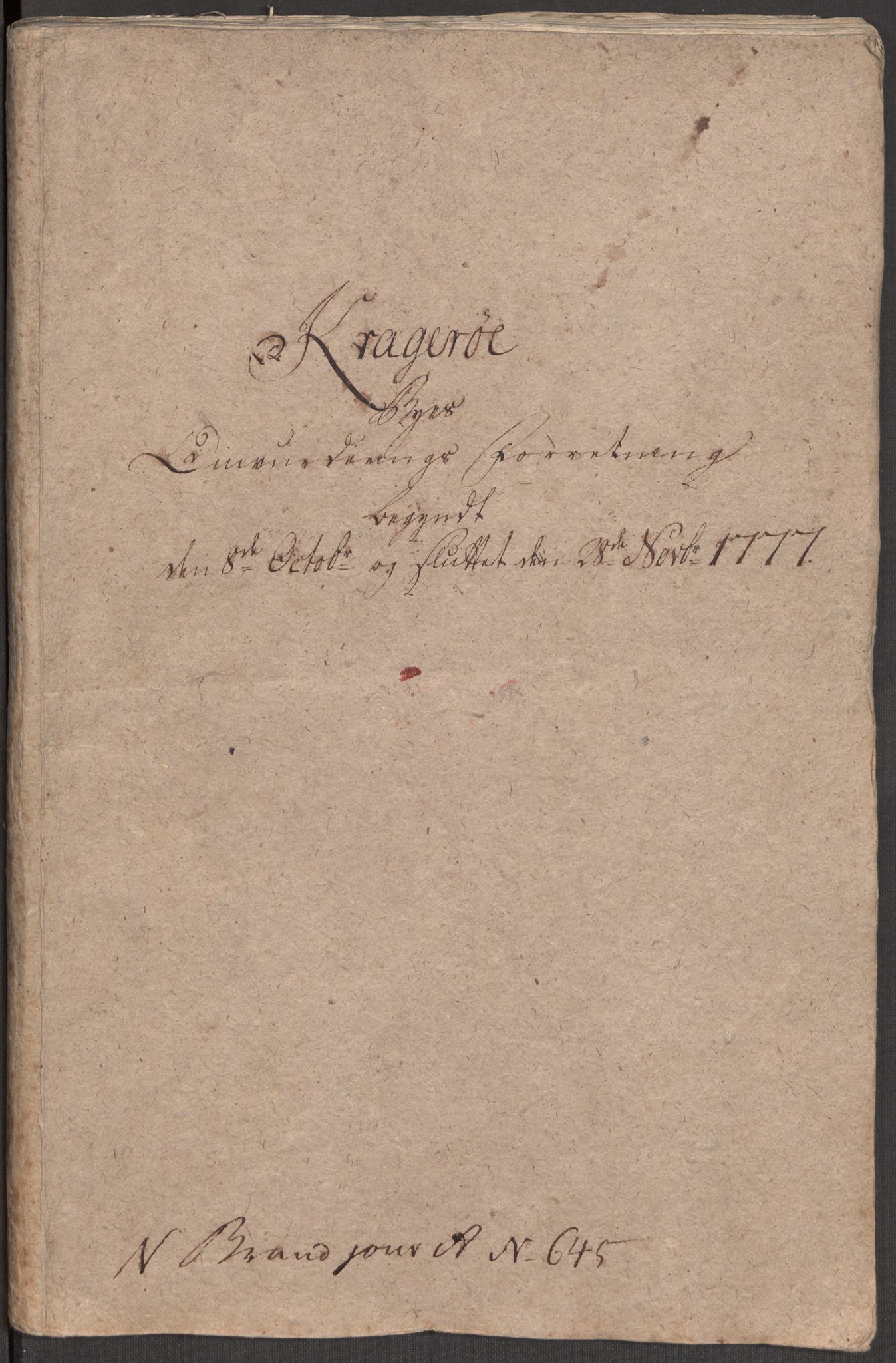 Kommersekollegiet, Brannforsikringskontoret 1767-1814, RA/EA-5458/F/Fa/L0032/0003: Kragerø / Branntakstprotokoll, 1777