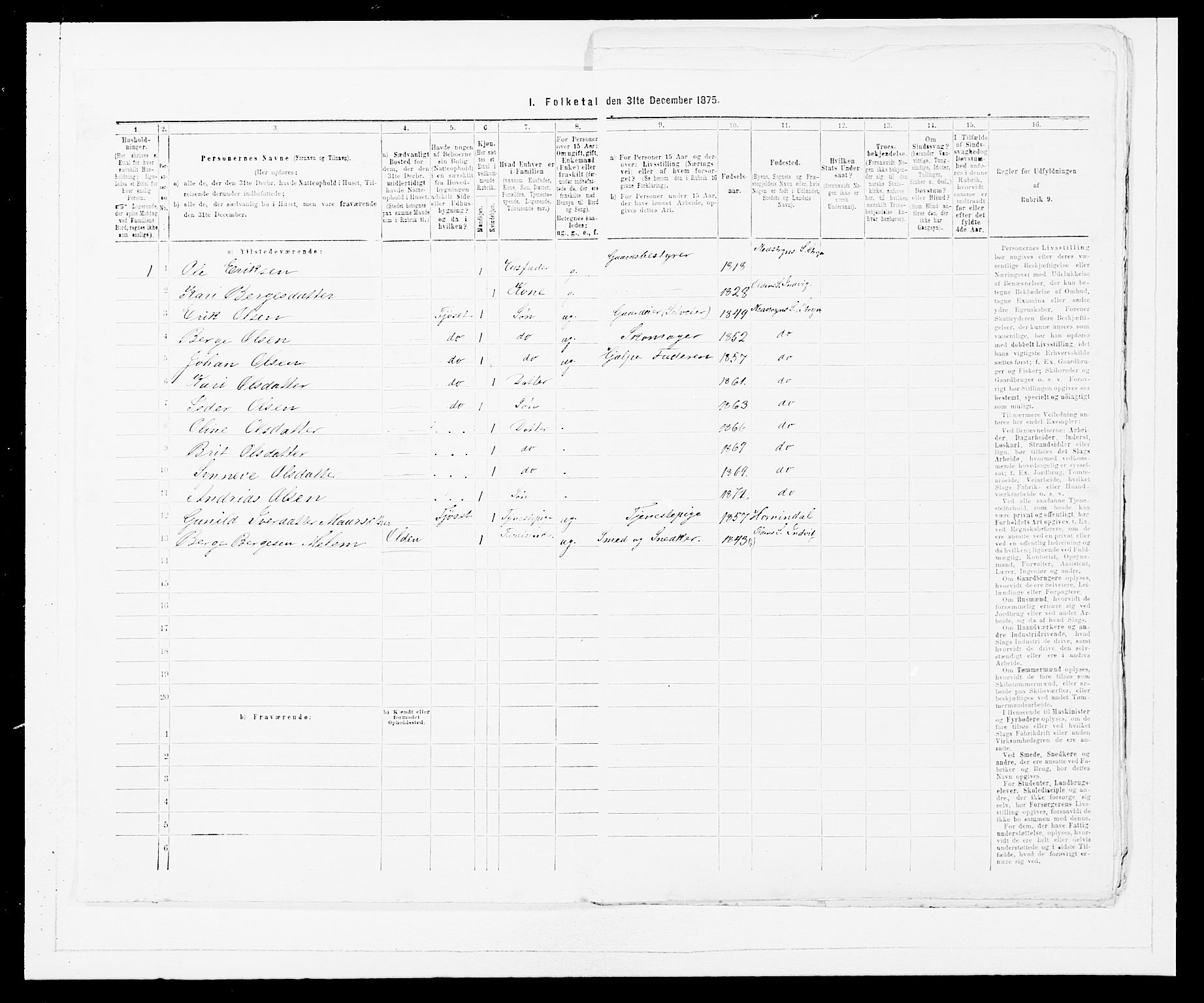 SAB, Folketelling 1875 for 1448P Stryn prestegjeld, 1875, s. 79