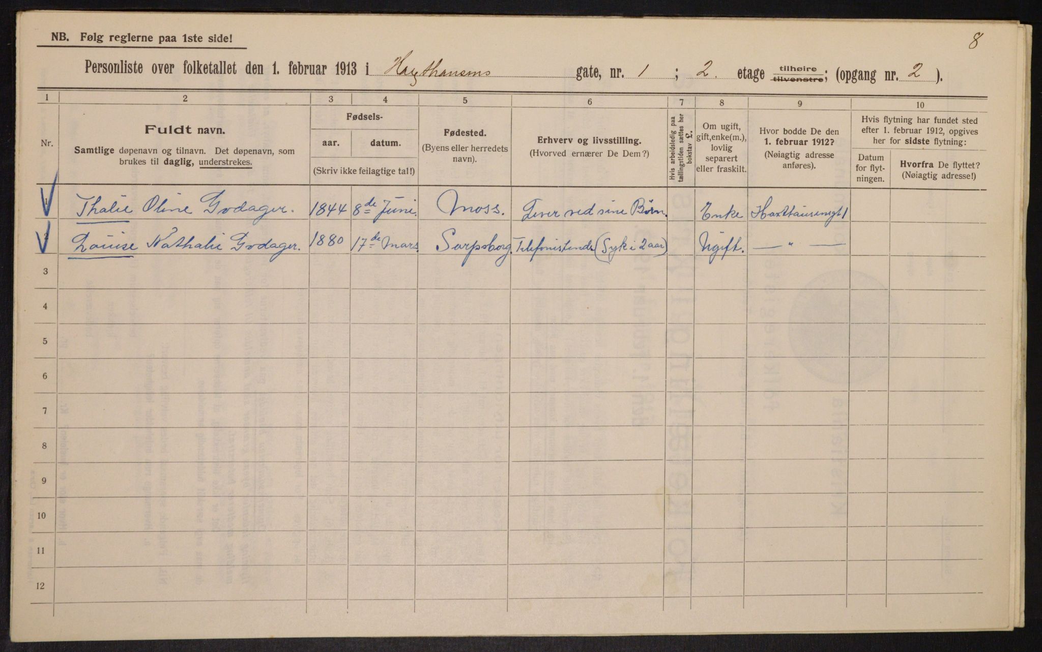 OBA, Kommunal folketelling 1.2.1913 for Kristiania, 1913, s. 35591