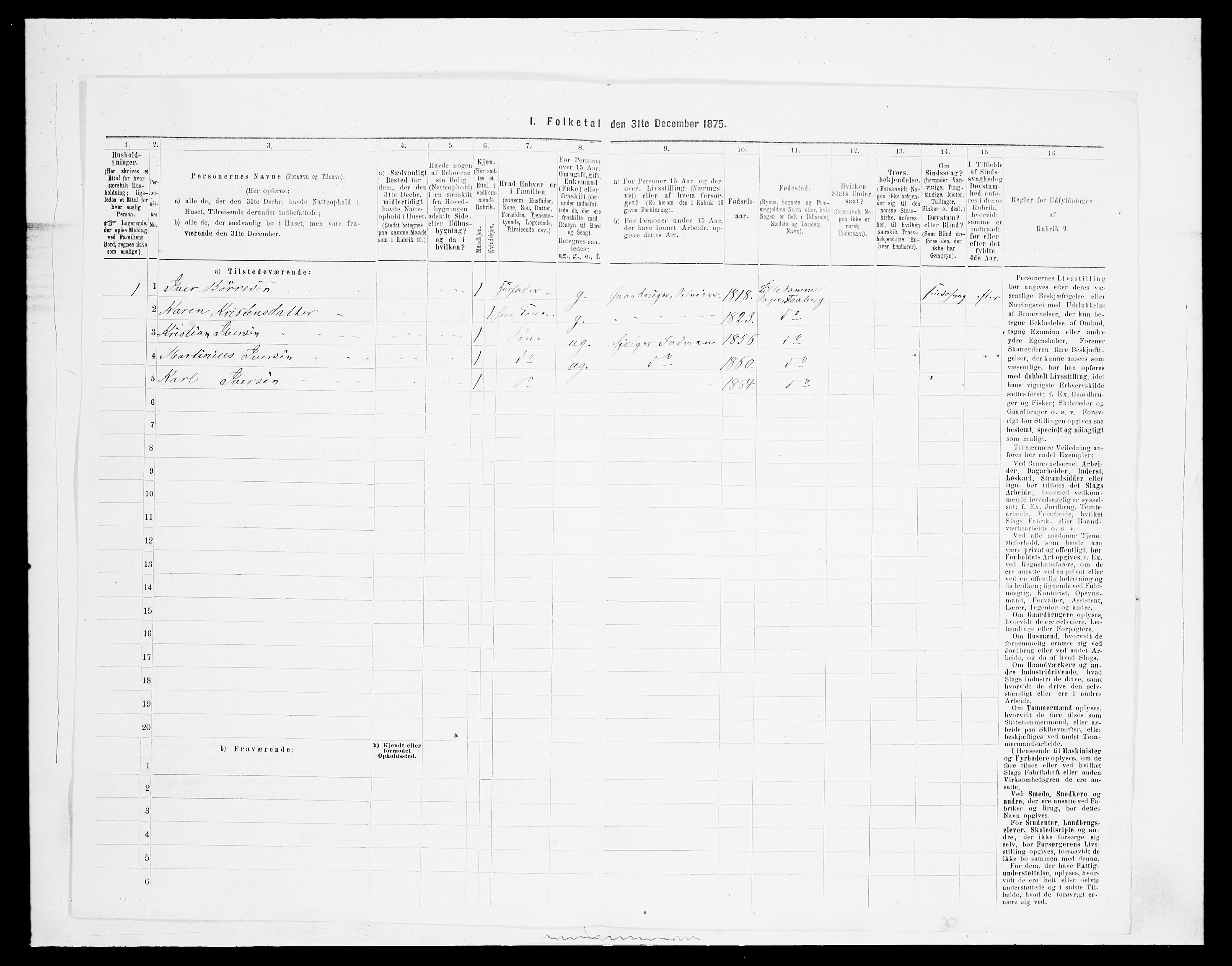 SAH, Folketelling 1875 for 0524L Fåberg prestegjeld, Fåberg sokn og Lillehammer landsokn, 1875, s. 1579