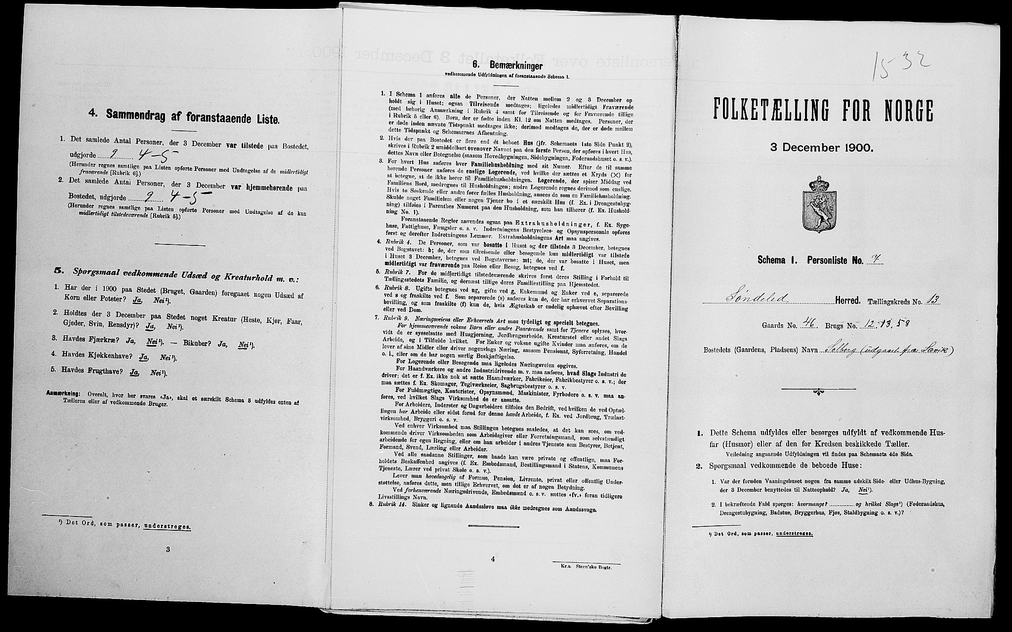 SAK, Folketelling 1900 for 0913 Søndeled herred, 1900, s. 1141