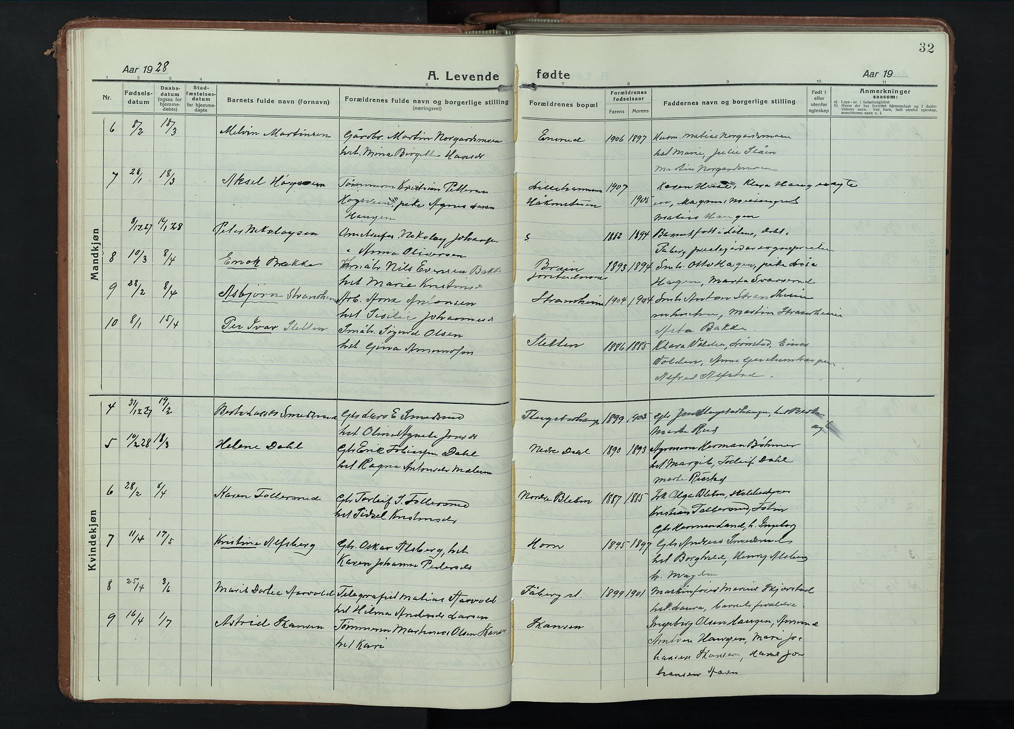 Fåberg prestekontor, AV/SAH-PREST-086/H/Ha/Hab/L0014: Klokkerbok nr. 14, 1922-1946, s. 32