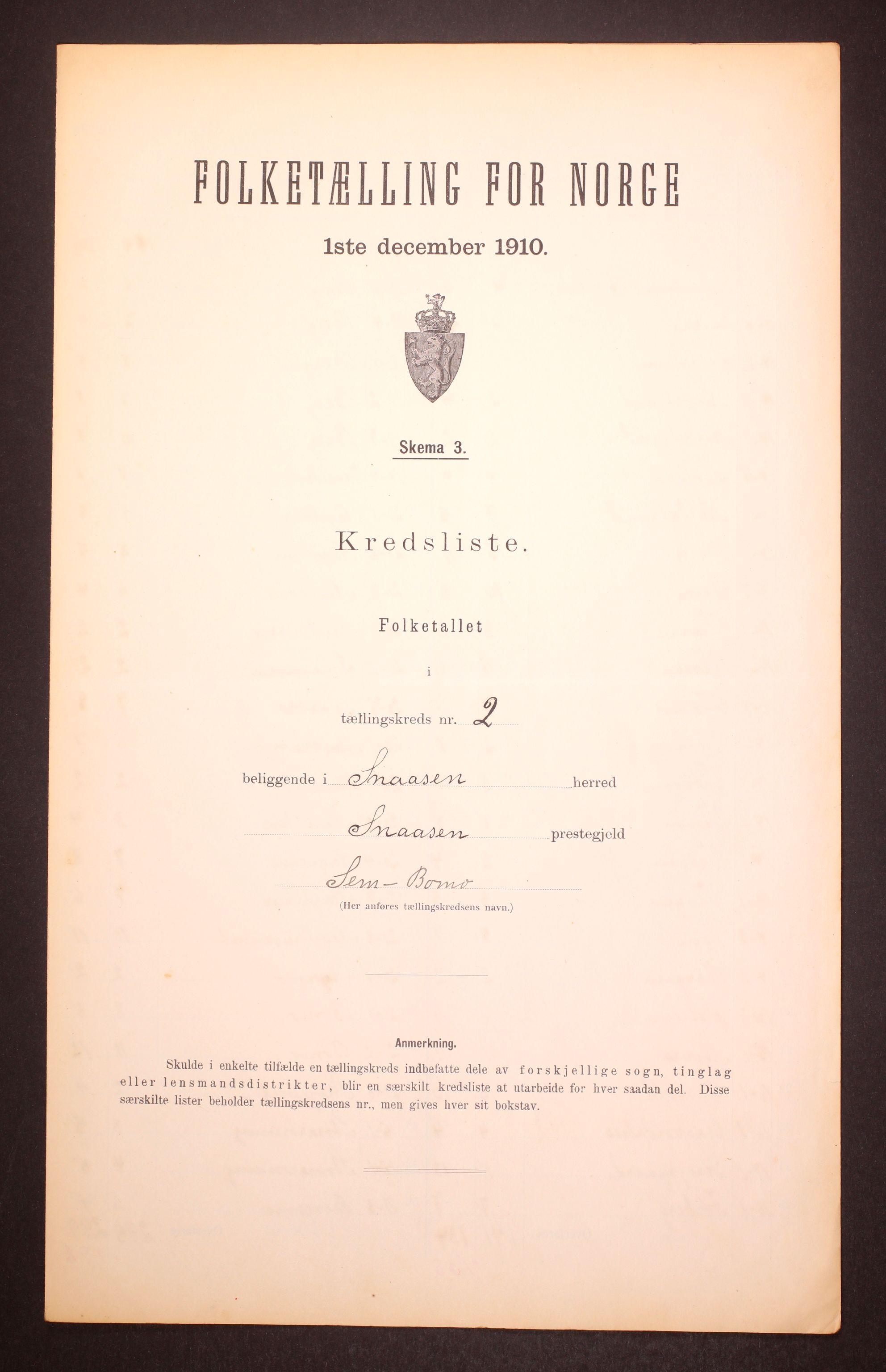 RA, Folketelling 1910 for 1736 Snåsa herred, 1910, s. 7