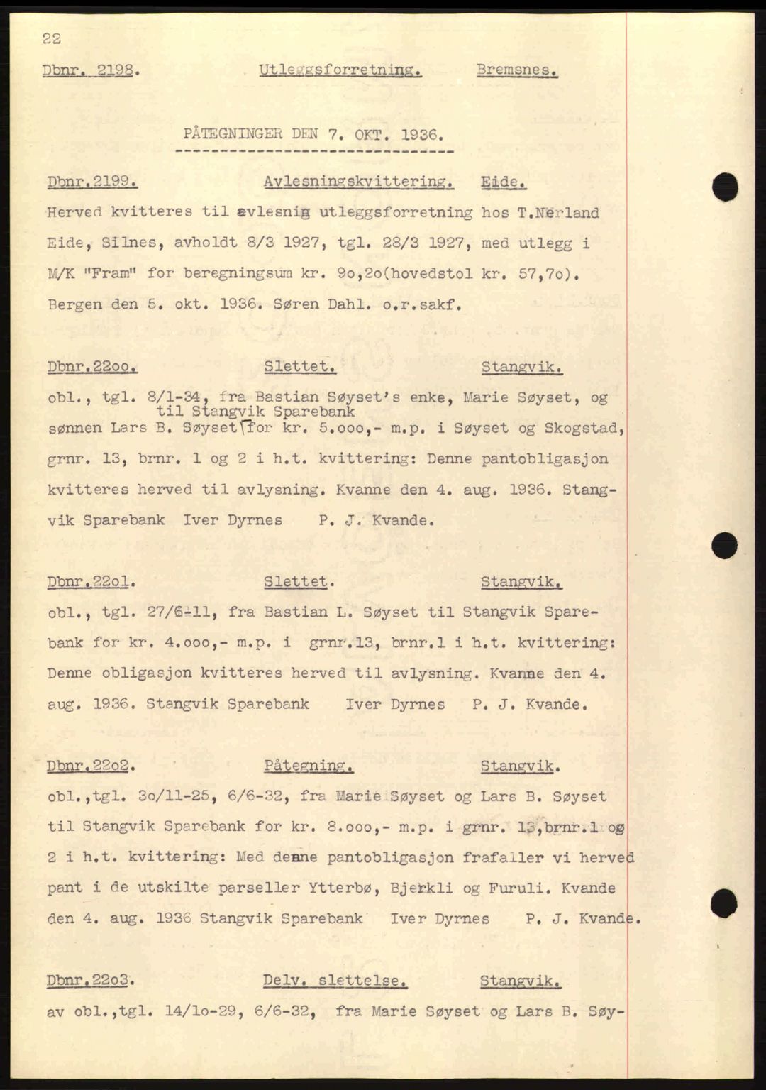 Nordmøre sorenskriveri, SAT/A-4132/1/2/2Ca: Pantebok nr. C80, 1936-1939, Dagboknr: 2198/1936