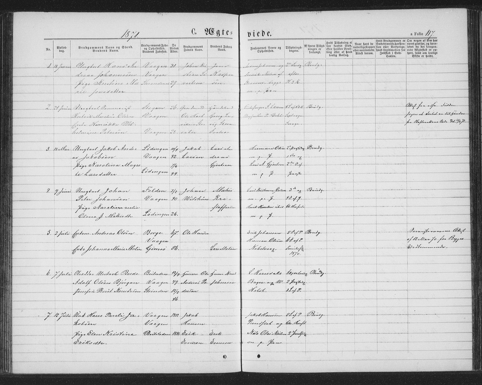 Ministerialprotokoller, klokkerbøker og fødselsregistre - Nordland, SAT/A-1459/874/L1074: Klokkerbok nr. 874C03, 1870-1876, s. 117