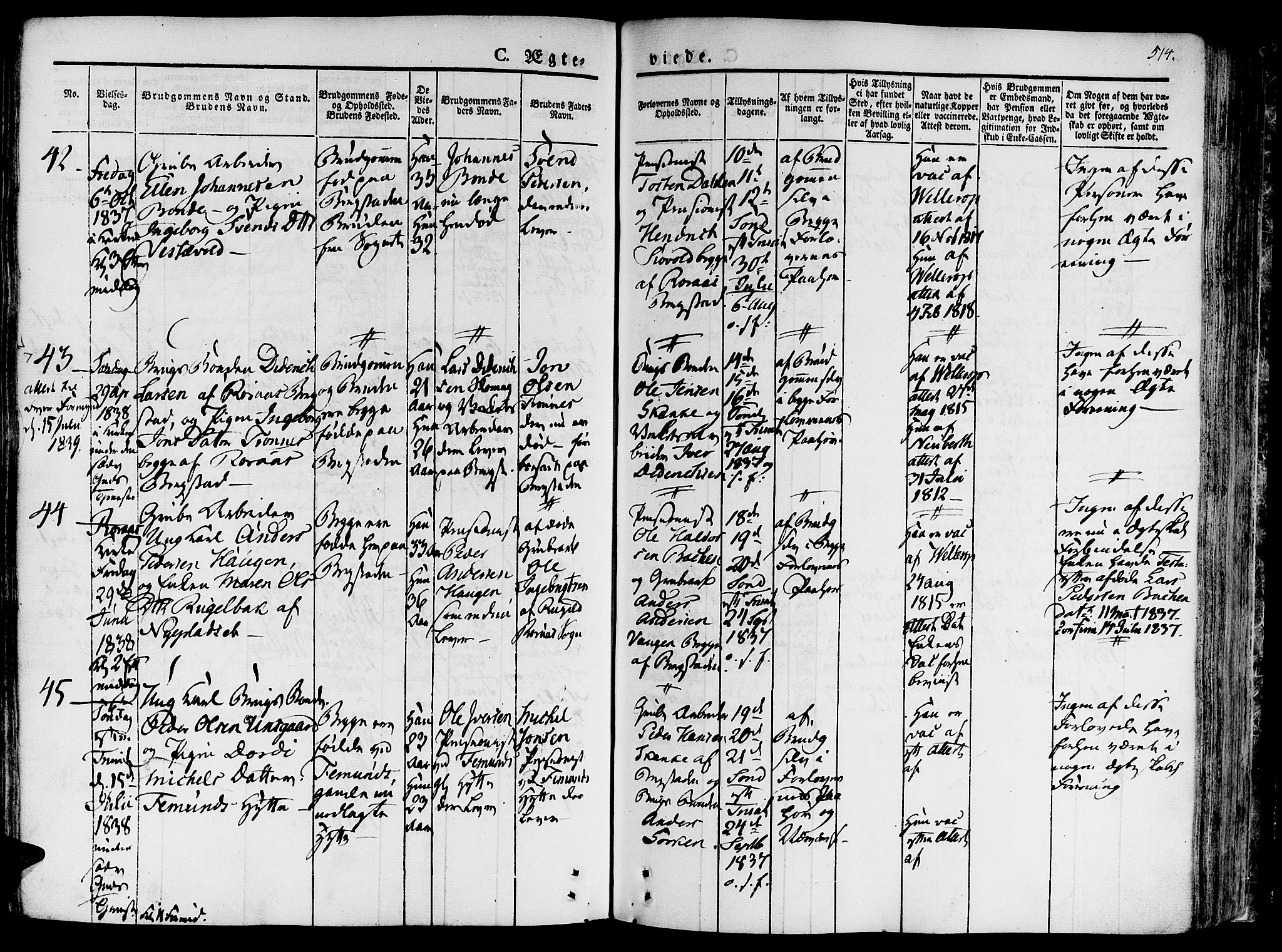 Ministerialprotokoller, klokkerbøker og fødselsregistre - Sør-Trøndelag, AV/SAT-A-1456/681/L0930: Ministerialbok nr. 681A08, 1829-1844, s. 514