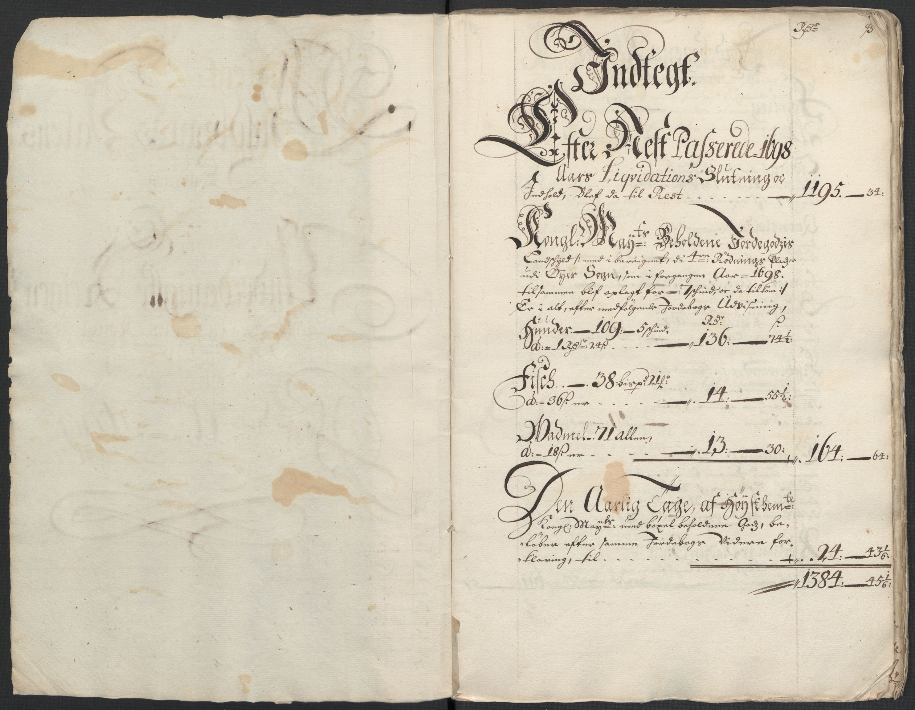 Rentekammeret inntil 1814, Reviderte regnskaper, Fogderegnskap, RA/EA-4092/R17/L1172: Fogderegnskap Gudbrandsdal, 1699, s. 4