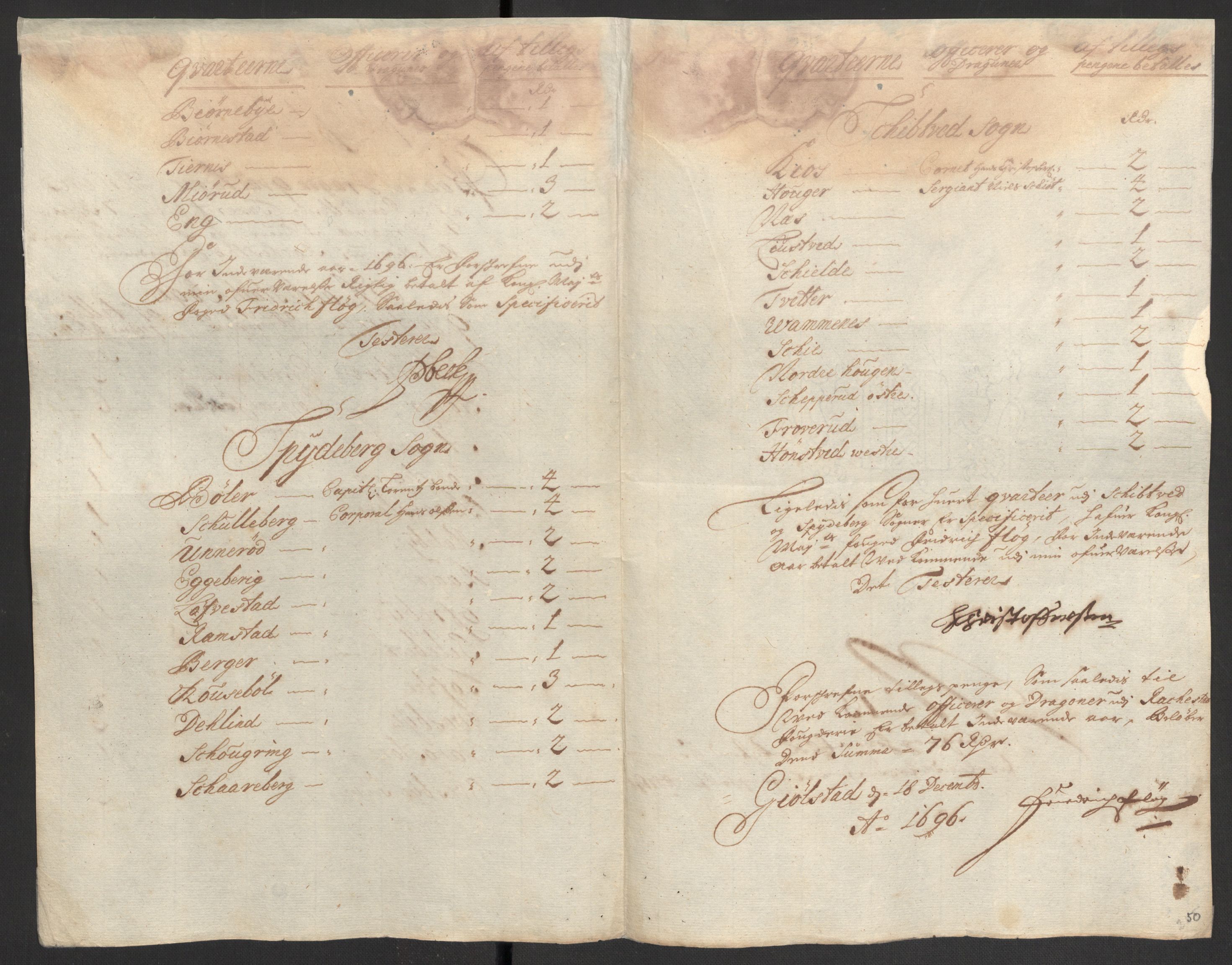 Rentekammeret inntil 1814, Reviderte regnskaper, Fogderegnskap, AV/RA-EA-4092/R07/L0286: Fogderegnskap Rakkestad, Heggen og Frøland, 1696, s. 279