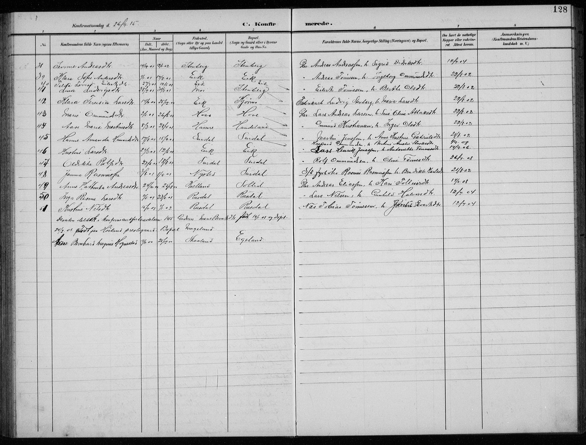 Lund sokneprestkontor, AV/SAST-A-101809/S07/L0008: Klokkerbok nr. B 8, 1902-1936, s. 128