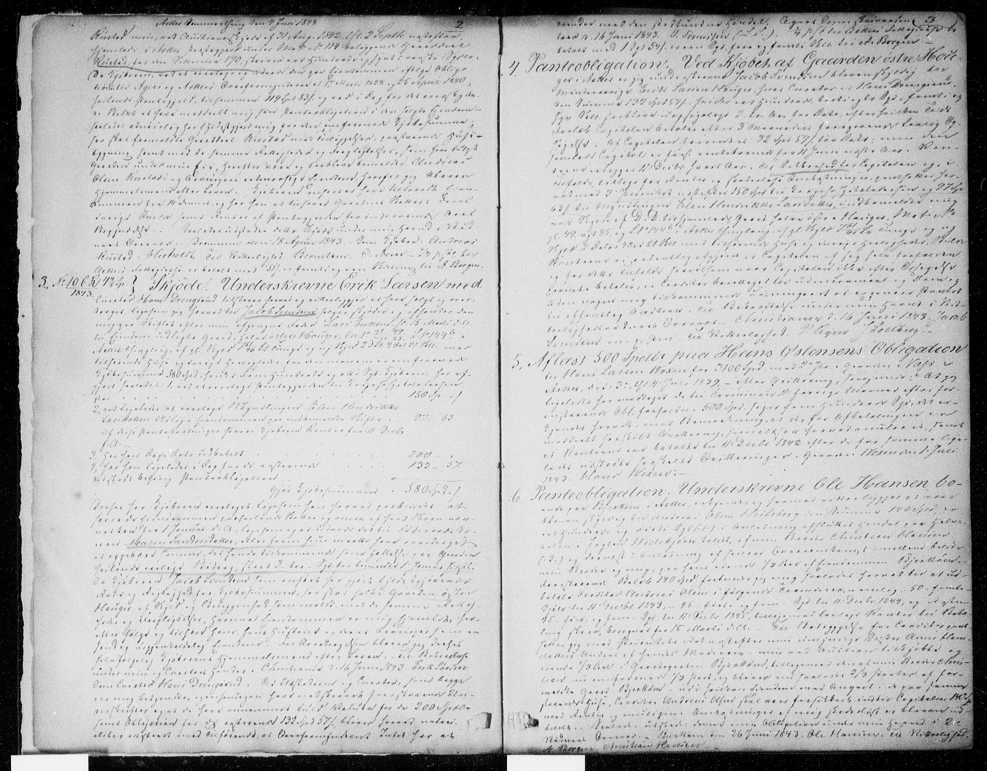 Aker sorenskriveri, SAO/A-10895/G/Gb/Gba/L0012: Pantebok nr. I 12, 1843-1845, s. 2-3