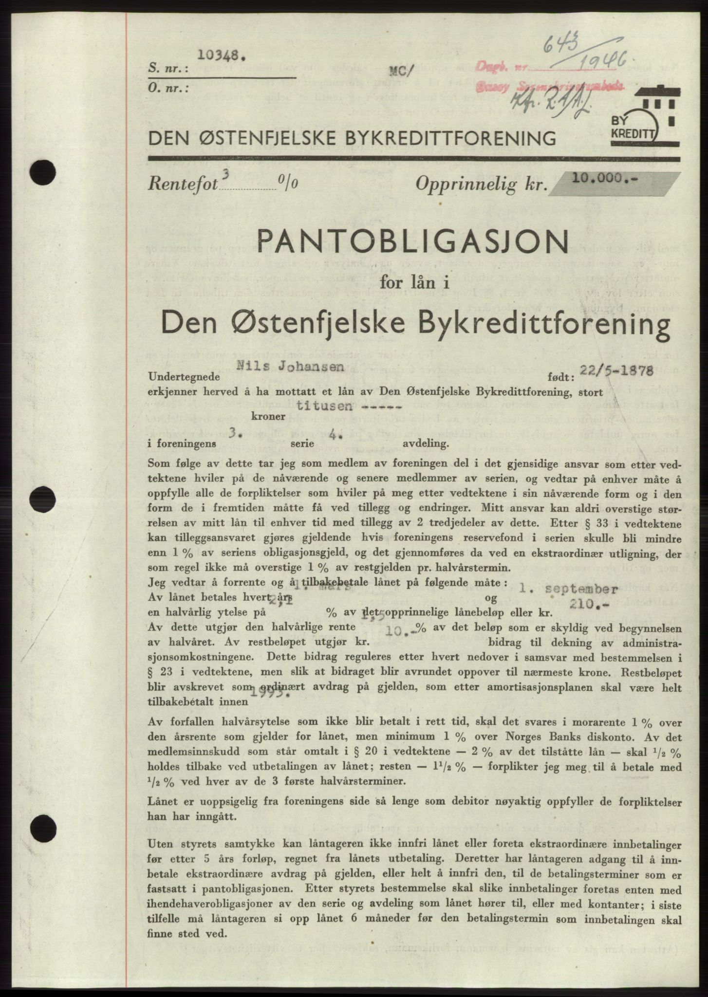 Onsøy sorenskriveri, SAO/A-10474/G/Ga/Gac/L0004: Pantebok nr. B4, 1944-1946, Dagboknr: 643/1946