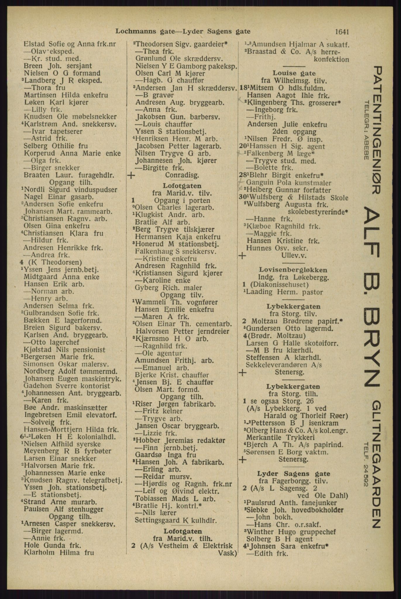 Kristiania/Oslo adressebok, PUBL/-, 1929, s. 1641