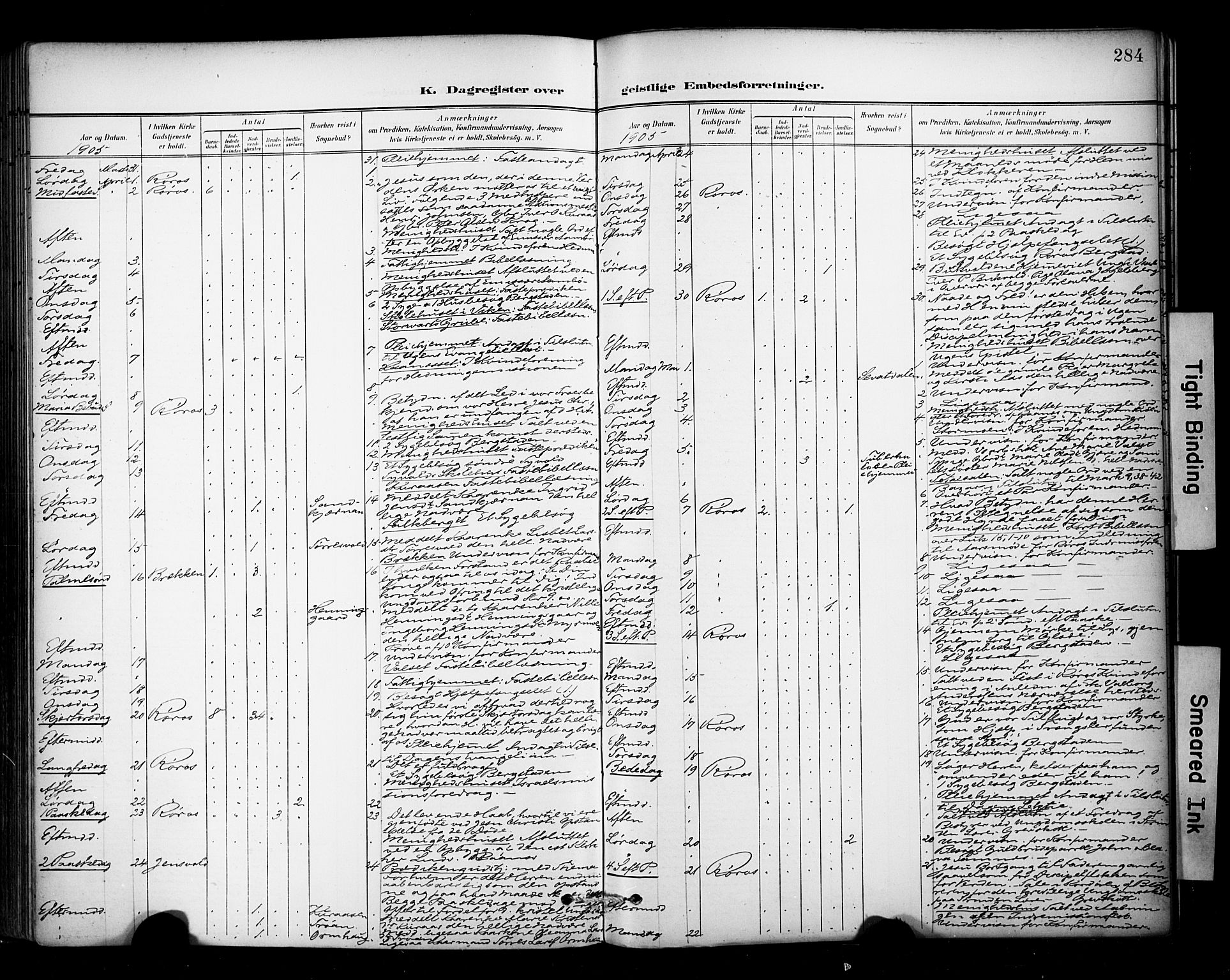 Ministerialprotokoller, klokkerbøker og fødselsregistre - Sør-Trøndelag, SAT/A-1456/681/L0936: Ministerialbok nr. 681A14, 1899-1908, s. 284