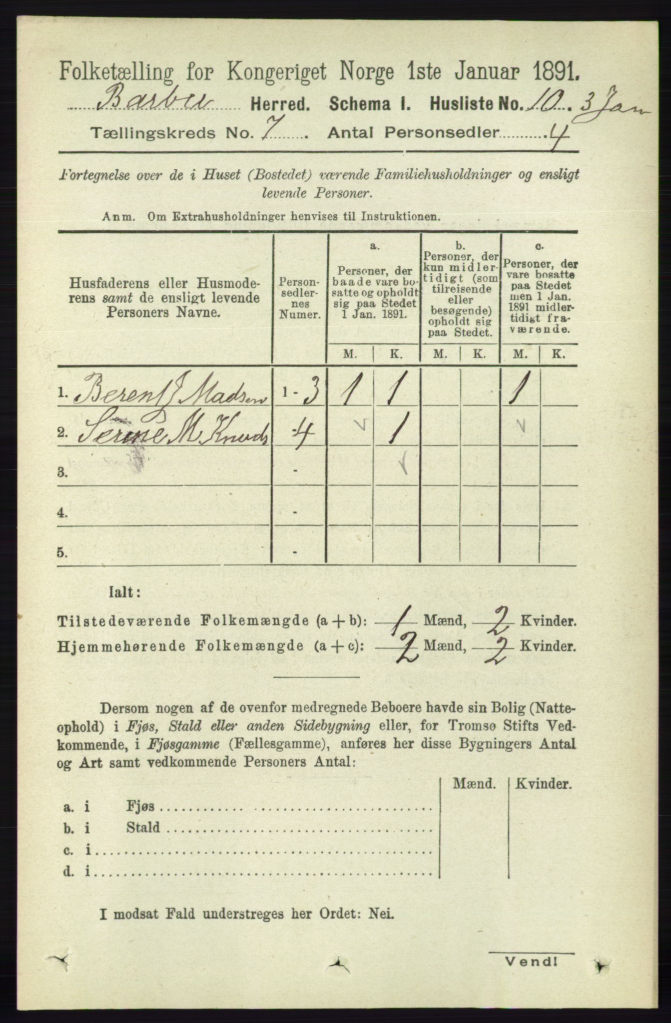 RA, Folketelling 1891 for 0990 Barbu herred, 1891, s. 4952