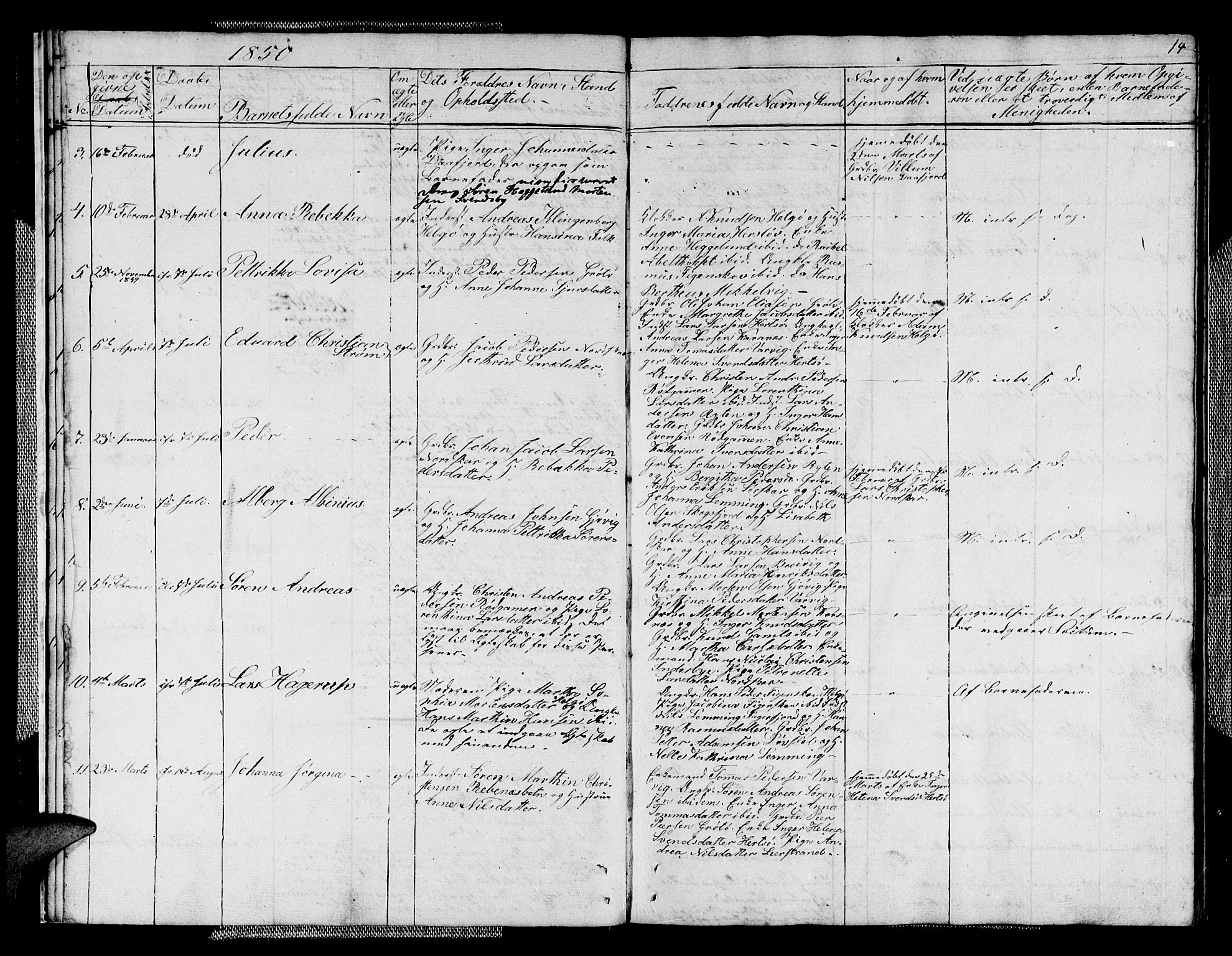 Karlsøy sokneprestembete, AV/SATØ-S-1299/H/Ha/Hab/L0004klokker: Klokkerbok nr. 4, 1845-1870, s. 14