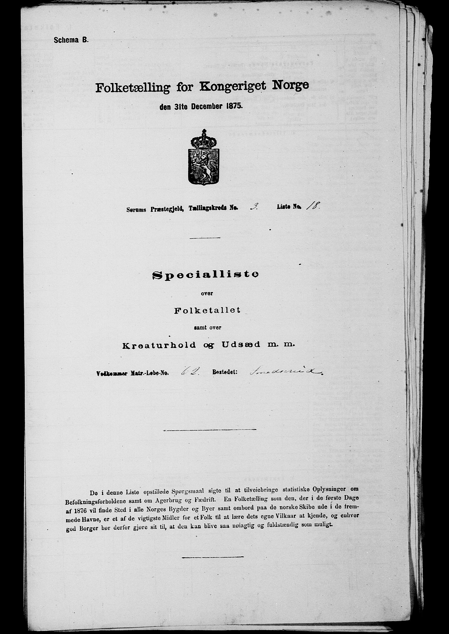 RA, Folketelling 1875 for 0226P Sørum prestegjeld, 1875, s. 315