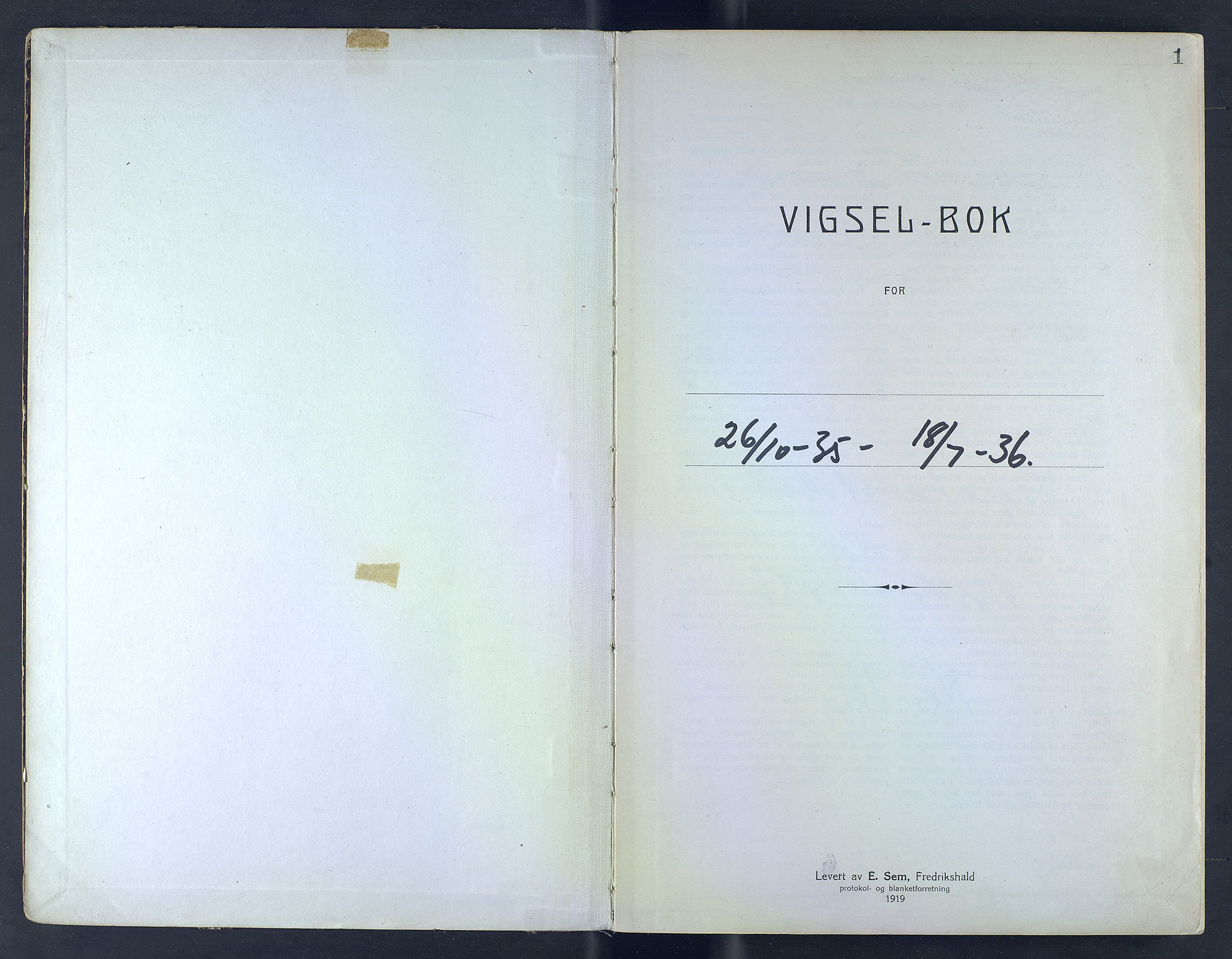 Byfogd og Byskriver i Bergen, AV/SAB-A-3401/10/10F/L0010: Vielsesprotokoller, 1935-1936, s. 1a