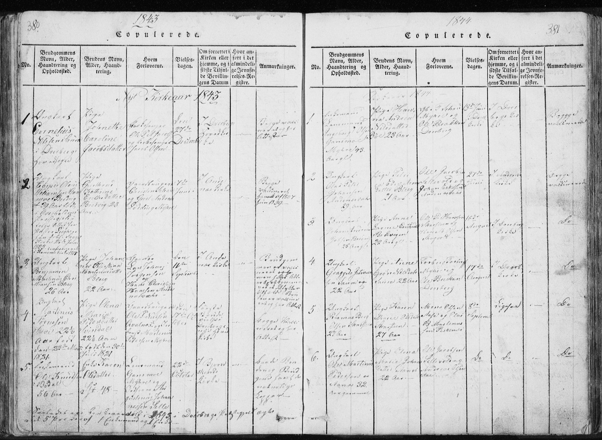 Ministerialprotokoller, klokkerbøker og fødselsregistre - Nordland, AV/SAT-A-1459/897/L1411: Klokkerbok nr. 897C01, 1820-1866, s. 380-381