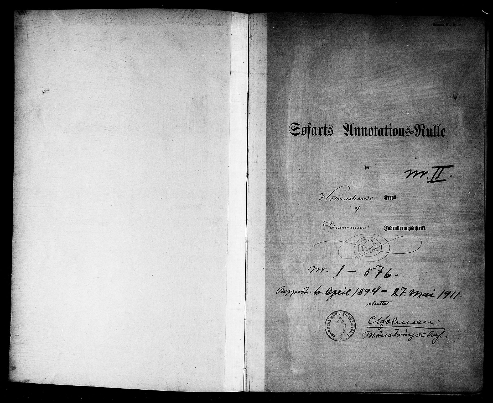 Holmestrand innrulleringskontor, AV/SAKO-A-1151/F/Fb/L0002: Annotasjonsrulle, 1894-1911, s. 2