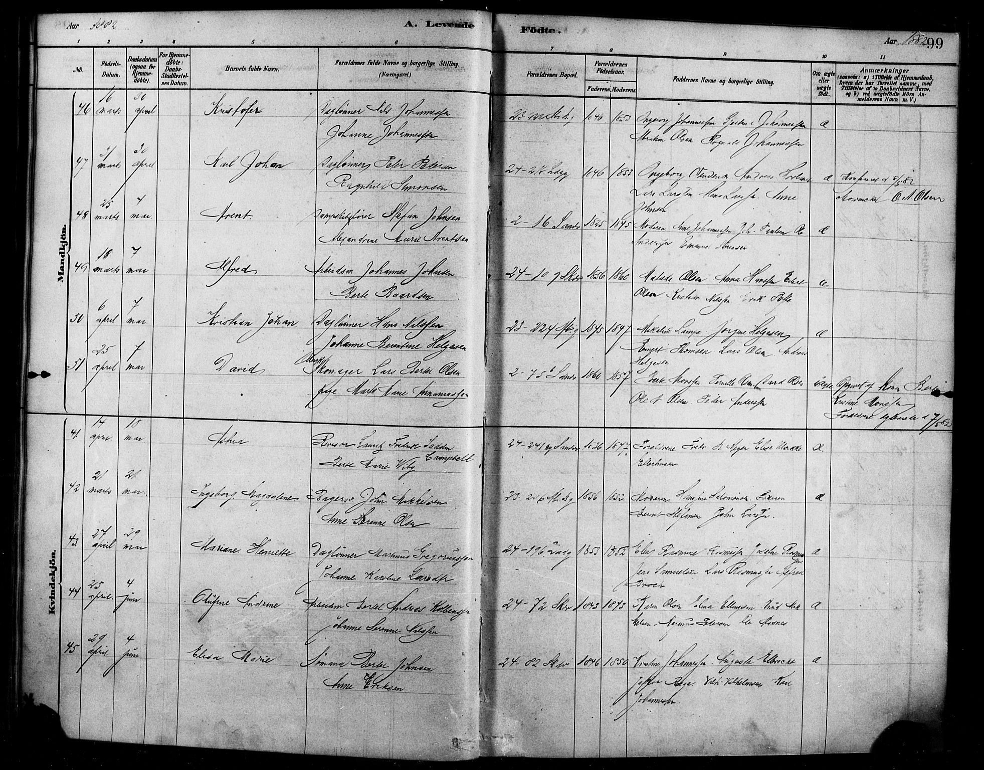 Sandviken Sokneprestembete, AV/SAB-A-77601/H/Ha/L0004: Ministerialbok nr. B 1, 1878-1891, s. 99