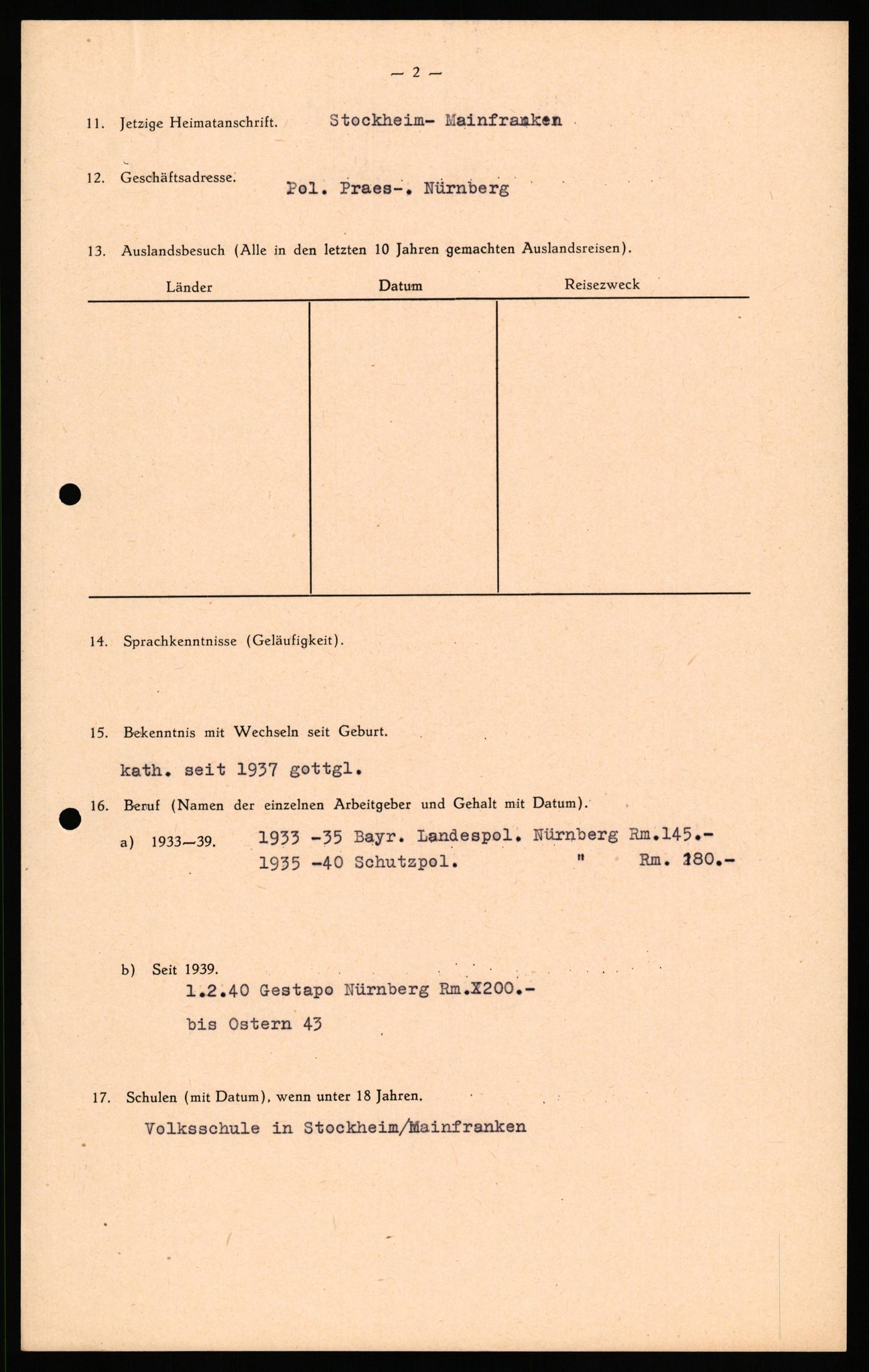 Forsvaret, Forsvarets overkommando II, AV/RA-RAFA-3915/D/Db/L0037: CI Questionaires. Tyske okkupasjonsstyrker i Norge. Tyskere., 1945-1946, s. 434