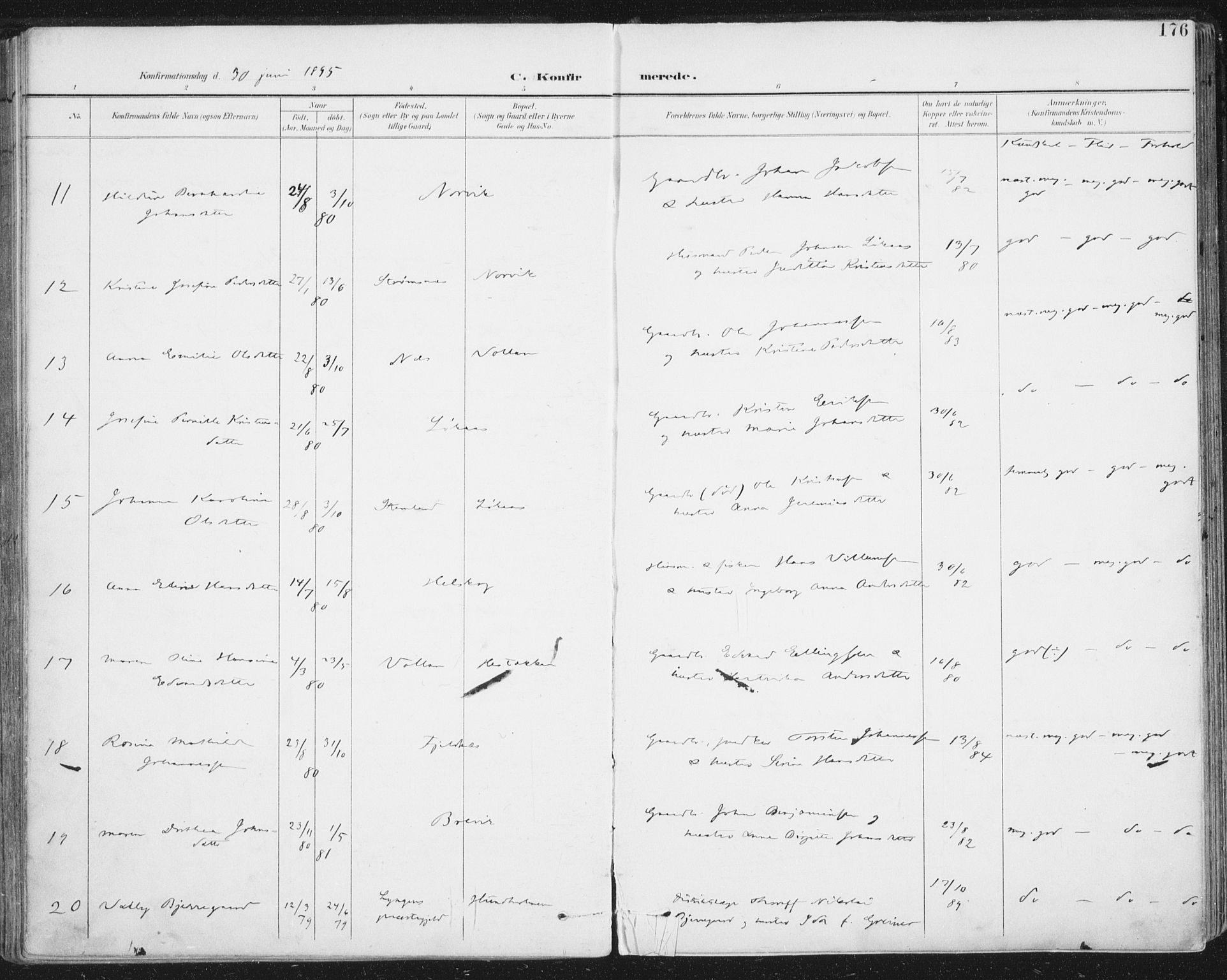 Ministerialprotokoller, klokkerbøker og fødselsregistre - Nordland, SAT/A-1459/852/L0741: Ministerialbok nr. 852A11, 1894-1917, s. 176