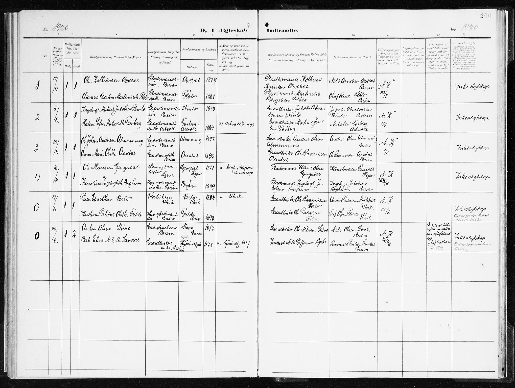 Gloppen sokneprestembete, SAB/A-80101/H/Haa/Haac/L0003: Ministerialbok nr. C 3, 1904-1921, s. 200