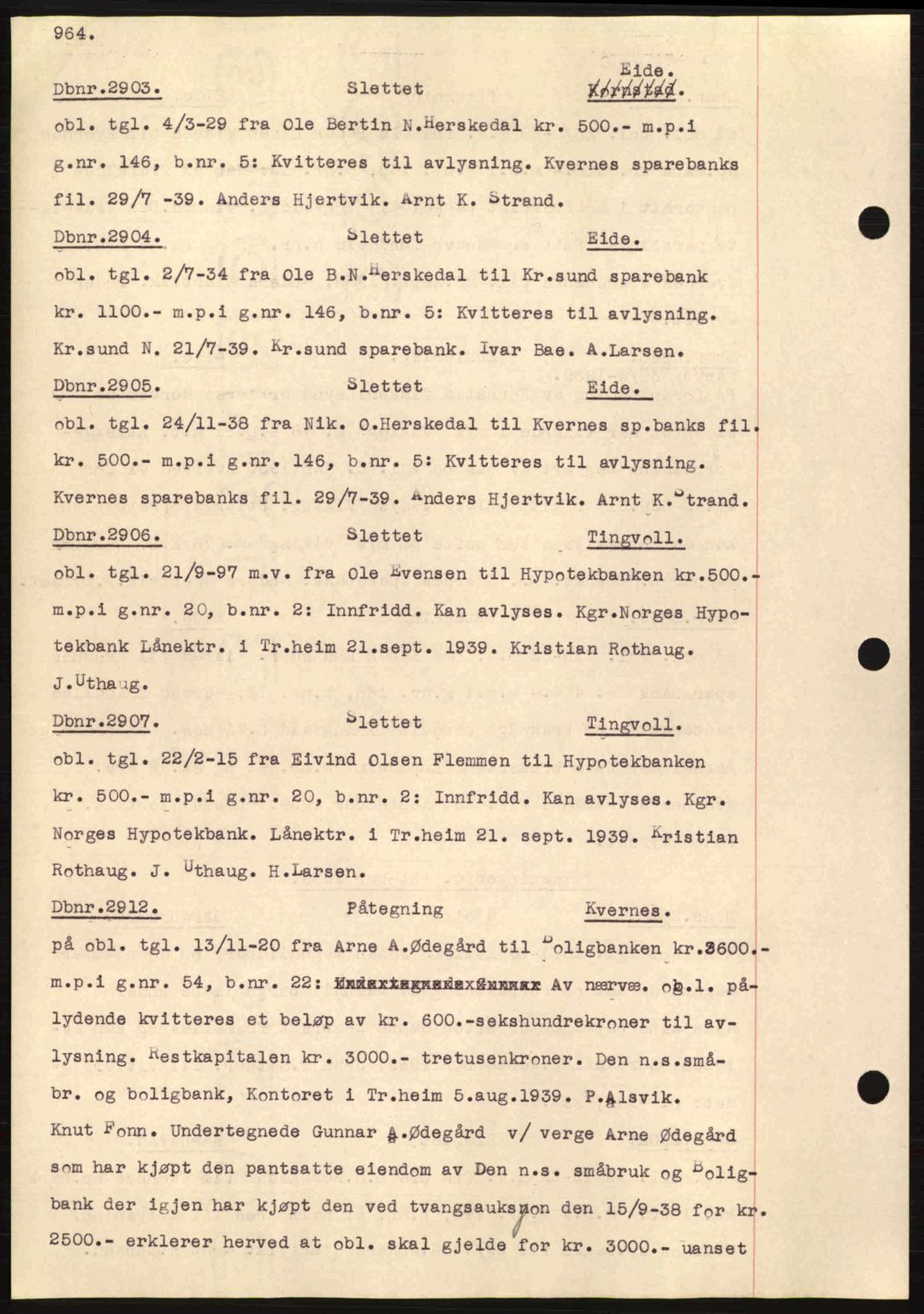 Nordmøre sorenskriveri, SAT/A-4132/1/2/2Ca: Pantebok nr. C80, 1936-1939, Dagboknr: 2903/1939