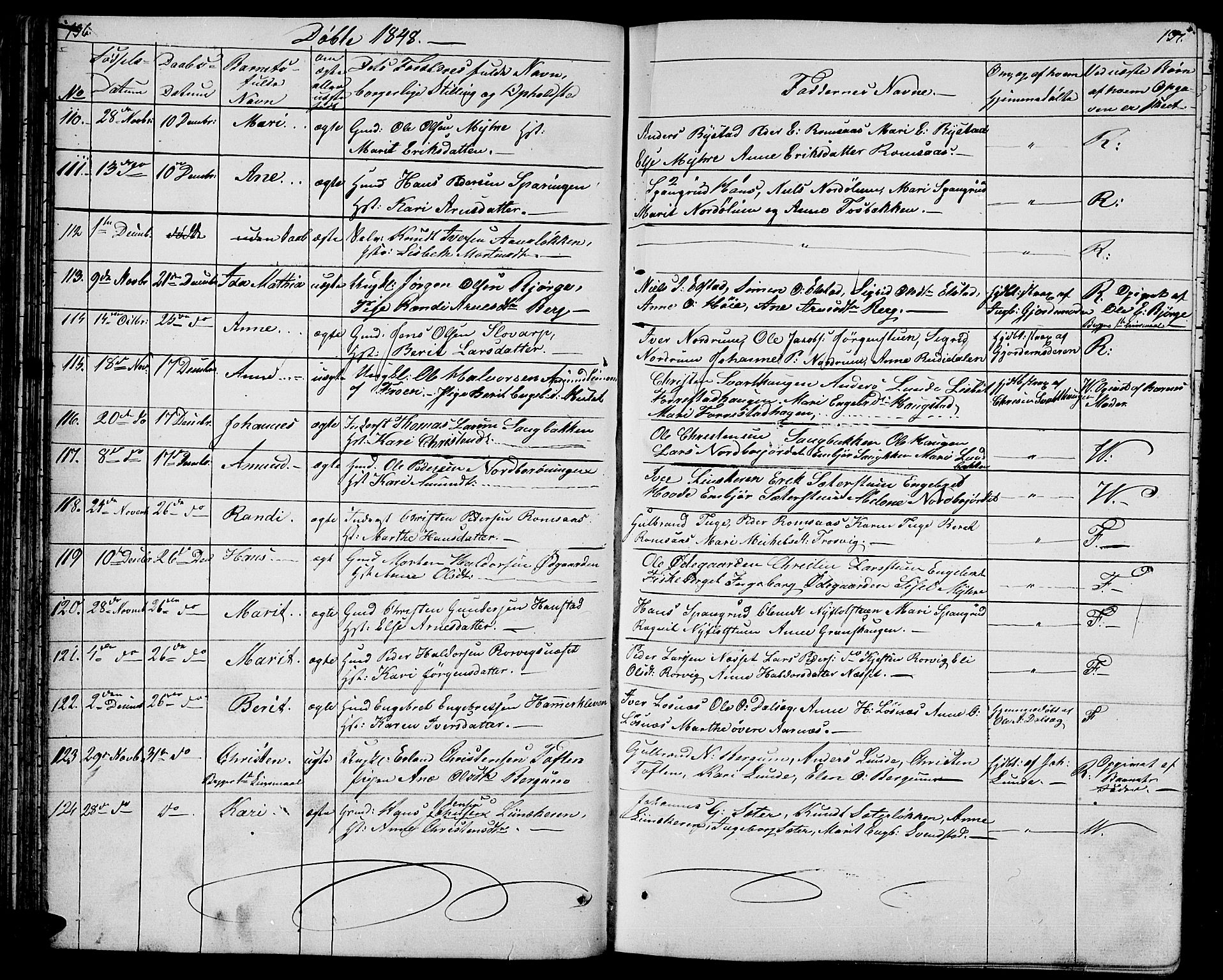 Ringebu prestekontor, AV/SAH-PREST-082/H/Ha/Hab/L0002: Klokkerbok nr. 2, 1839-1853, s. 136-137