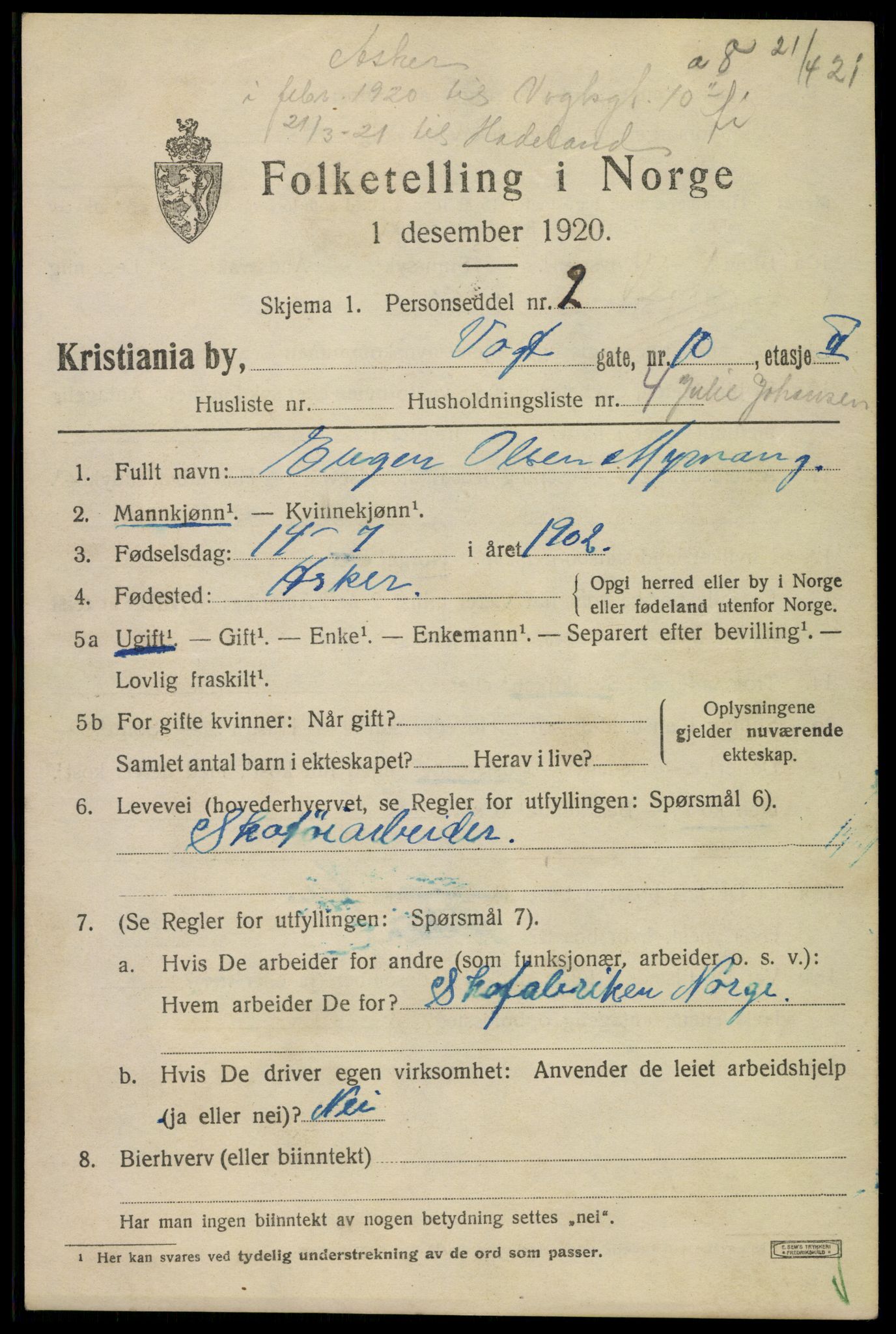 SAO, Folketelling 1920 for 0301 Kristiania kjøpstad, 1920, s. 638641