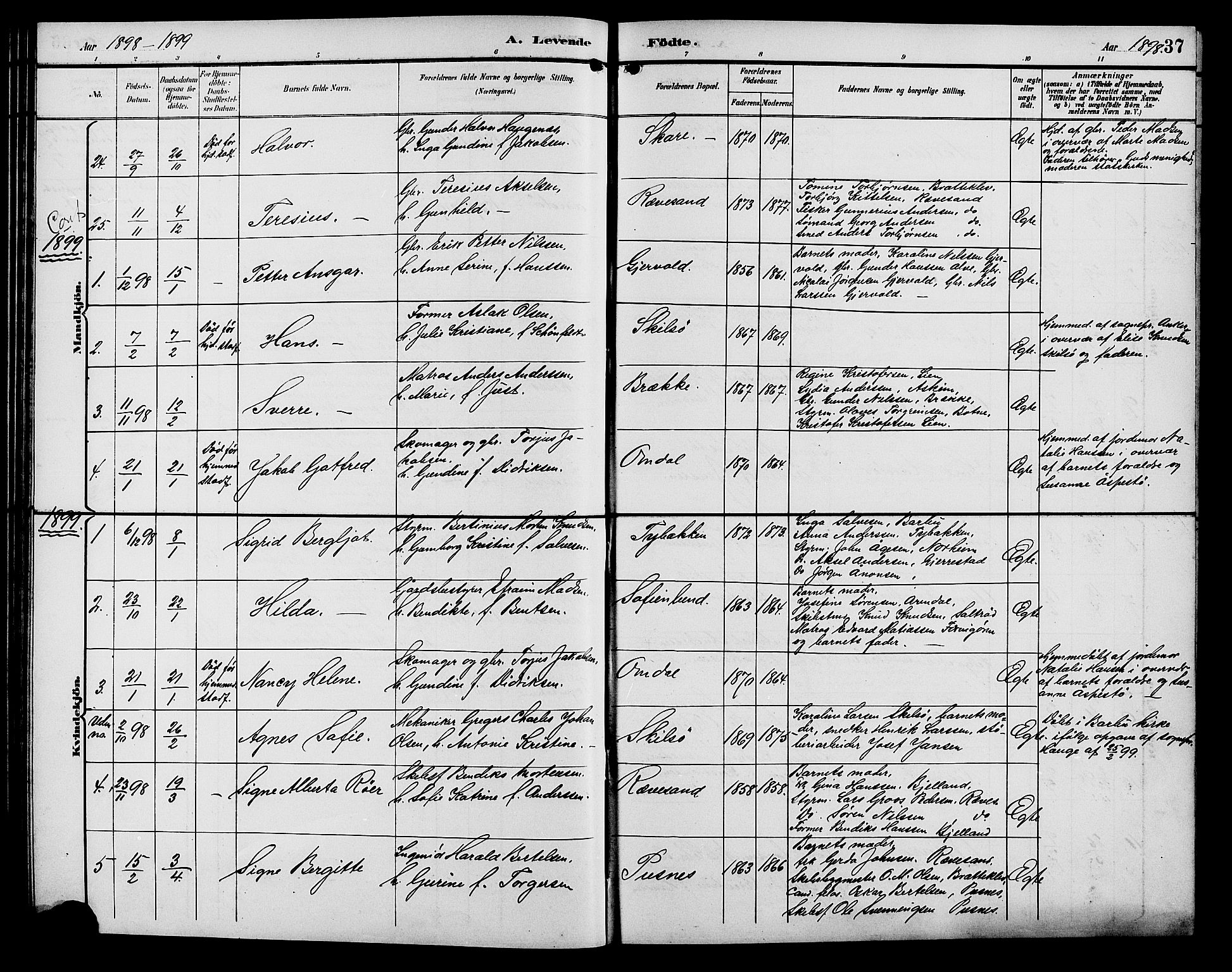 Tromøy sokneprestkontor, AV/SAK-1111-0041/F/Fb/L0006: Klokkerbok nr. B 6, 1892-1907, s. 37
